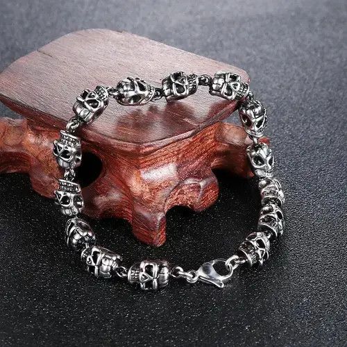 Jewelry × Vintage Vintage Skull Beaded Bracelet Size ONE SIZE - 4 Thumbnail