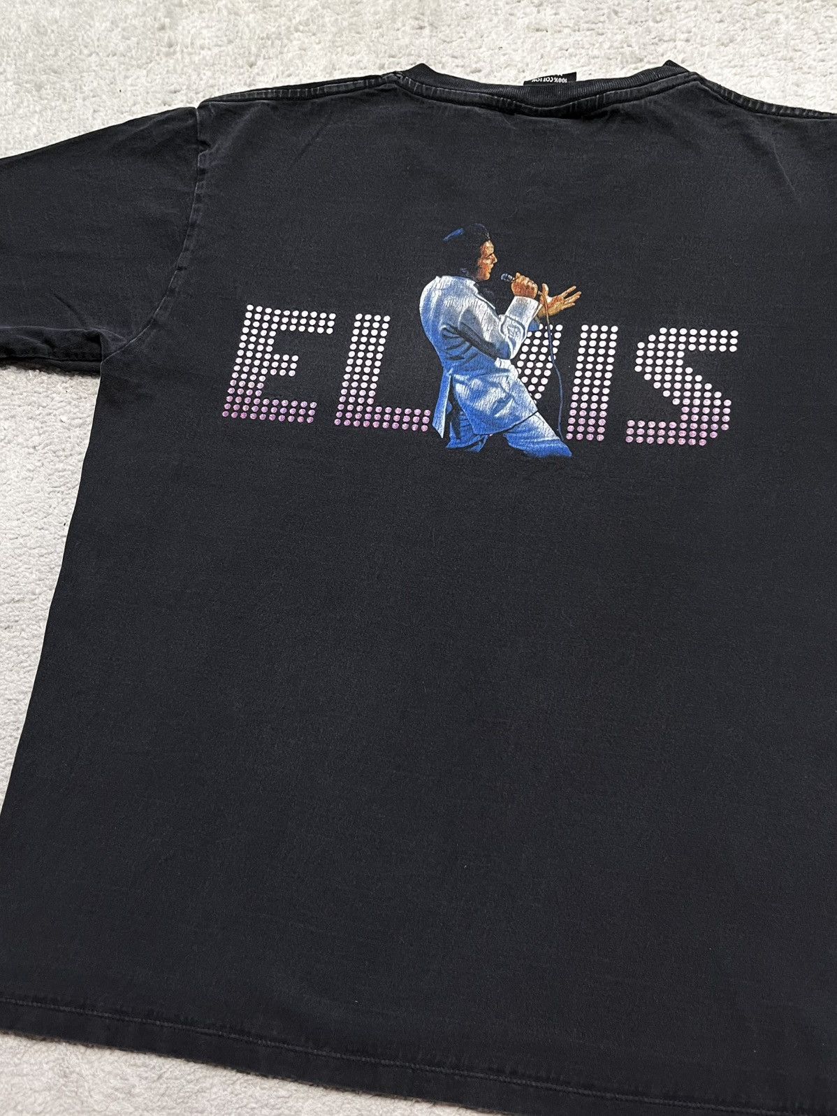 Vintage Vintage Black T-Shirt Tee Fullprint Elvis Presley Band Size US S / EU 44-46 / 1 - 7 Thumbnail