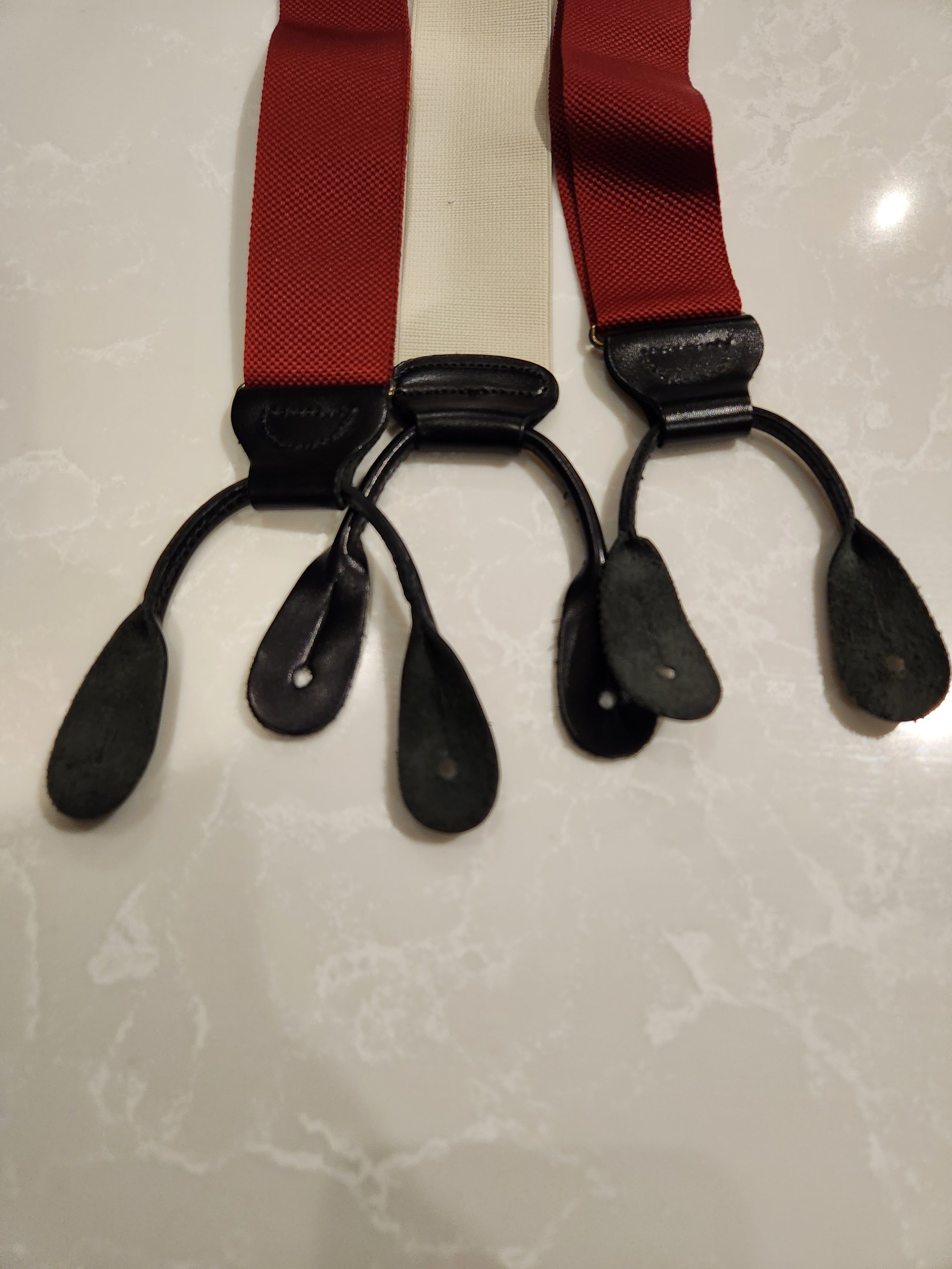 Trafalgar Beet Red Woven Black Leather Hooks Suspenders Size ONE SIZE - 3 Thumbnail