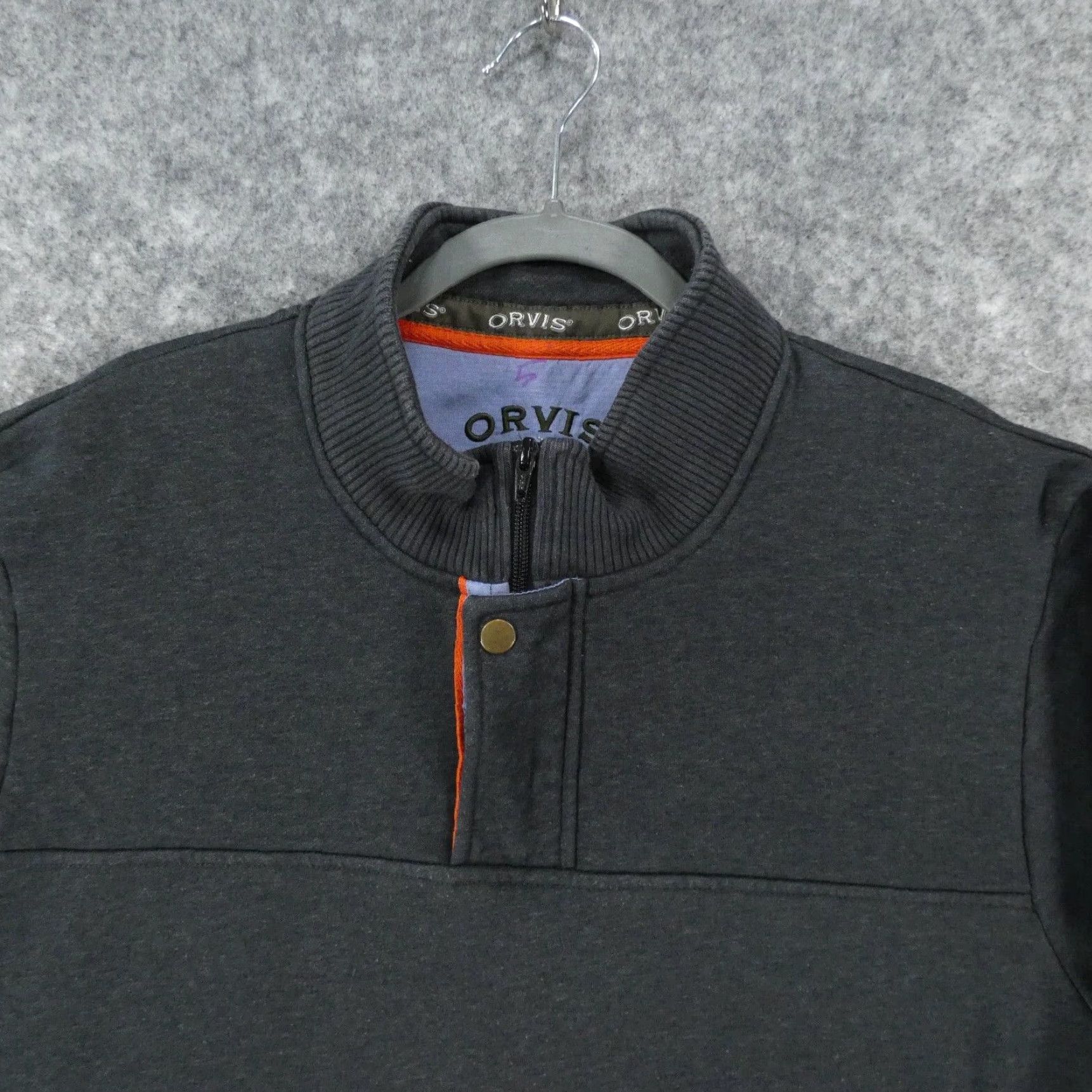 Orvis Orvis Sweater Mens XL Pullover Gray Fleece 1/4 Zip w Snap Over Size US XL / EU 56 / 4 - 2 Thumbnail