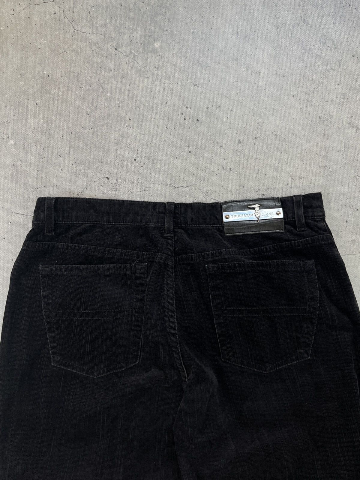Trussardi × Vintage Trussardi Jens High Waist Straight Fit Black Jeans corduroy Size US 33 - 3 Thumbnail