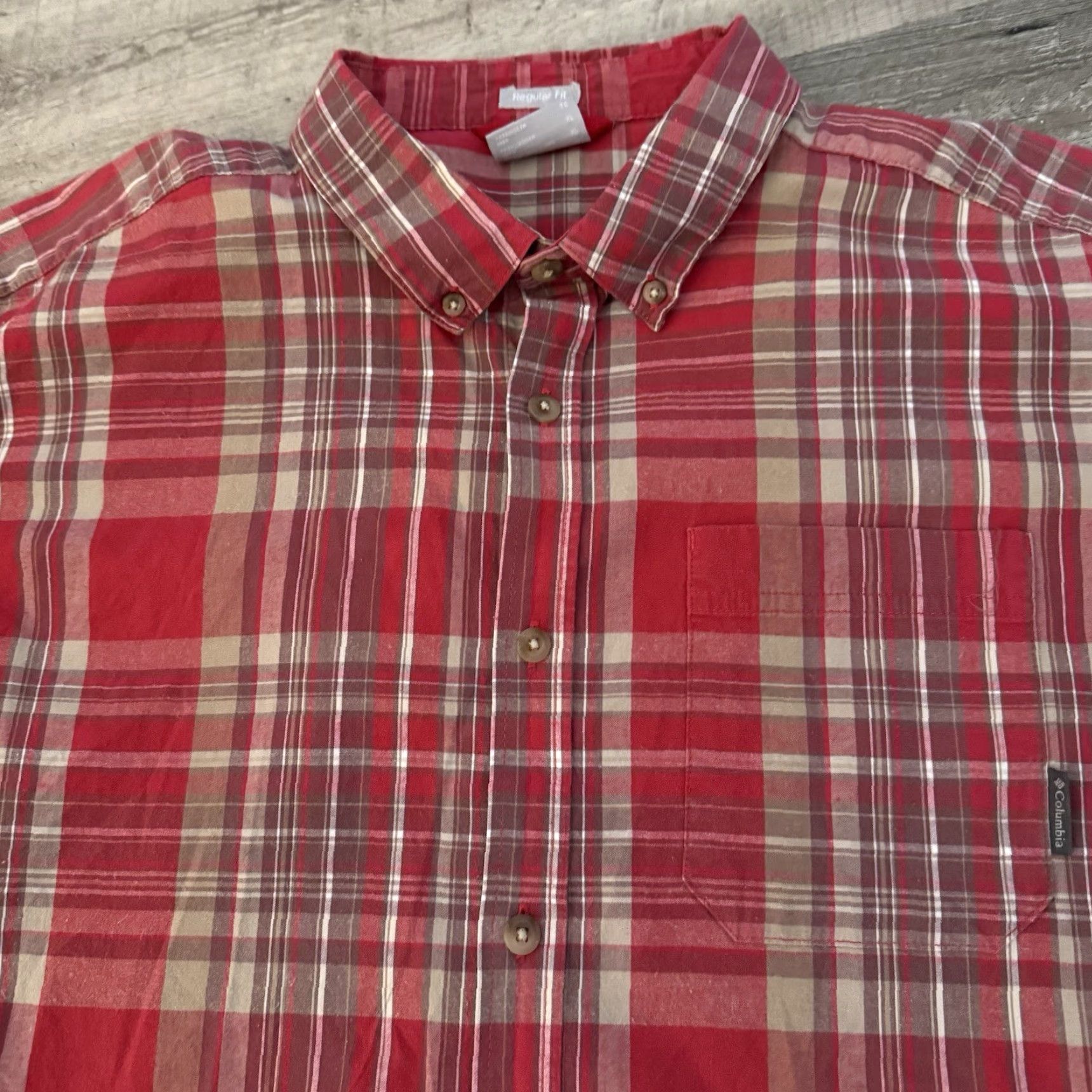 Vintage Columbia Shirt Mens XL Red/Pink Madras Plaid Short Sleeve Button Up Camp Shirt Size US XL / EU 56 / 4 - 3 Thumbnail