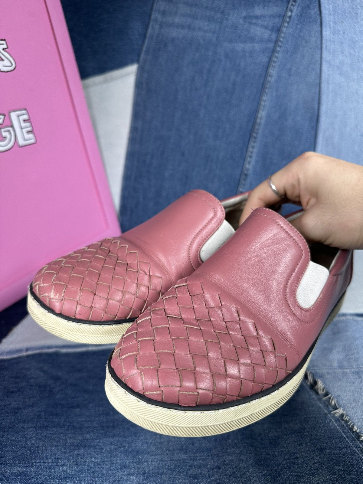 Bottega Veneta Bottega Veneta Intrecciato Slip-On Sneakers Pink Size US 8.5 / IT 38.5 - 14 Thumbnail