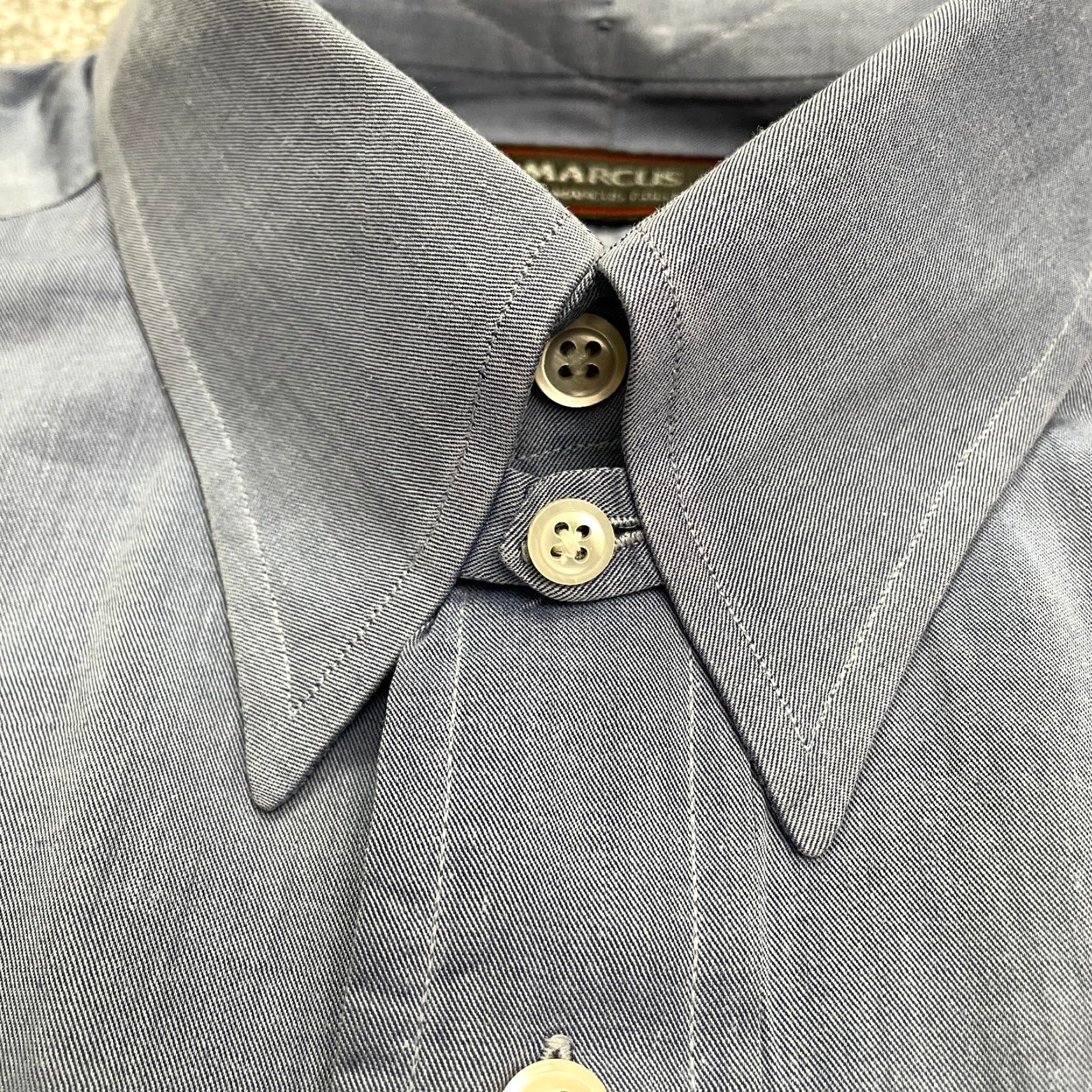 Neiman Marcus VINTAGE Neiman Marcus Dress Shirt Men 16 34 Long Sleeve Blue 100% Cotton Business Casual Classic USA Size 34R - 6 Thumbnail