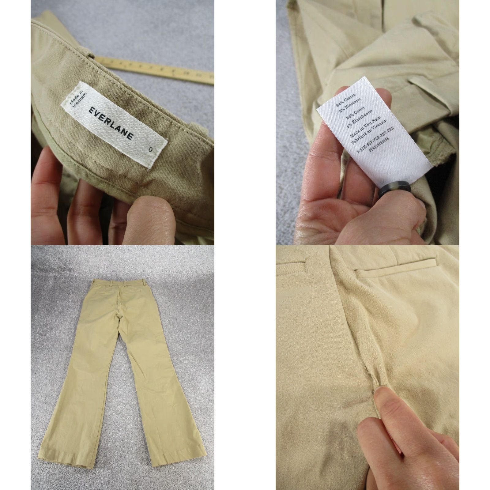 Everlane Everlane Pants Womens 0 Beige Khaki Cotton Flare Chino Size 25" / US 0 / IT 36 - 8 Thumbnail