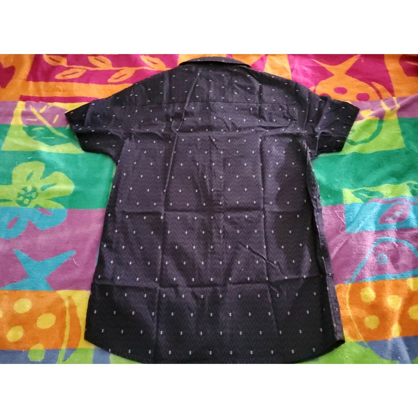 Vintage Noize AMSTRDM Button-Up Shirt Blue Geometric Short Sleeve Men's S Regular Cotton Size US S / EU 44-46 / 1 - 3 Thumbnail