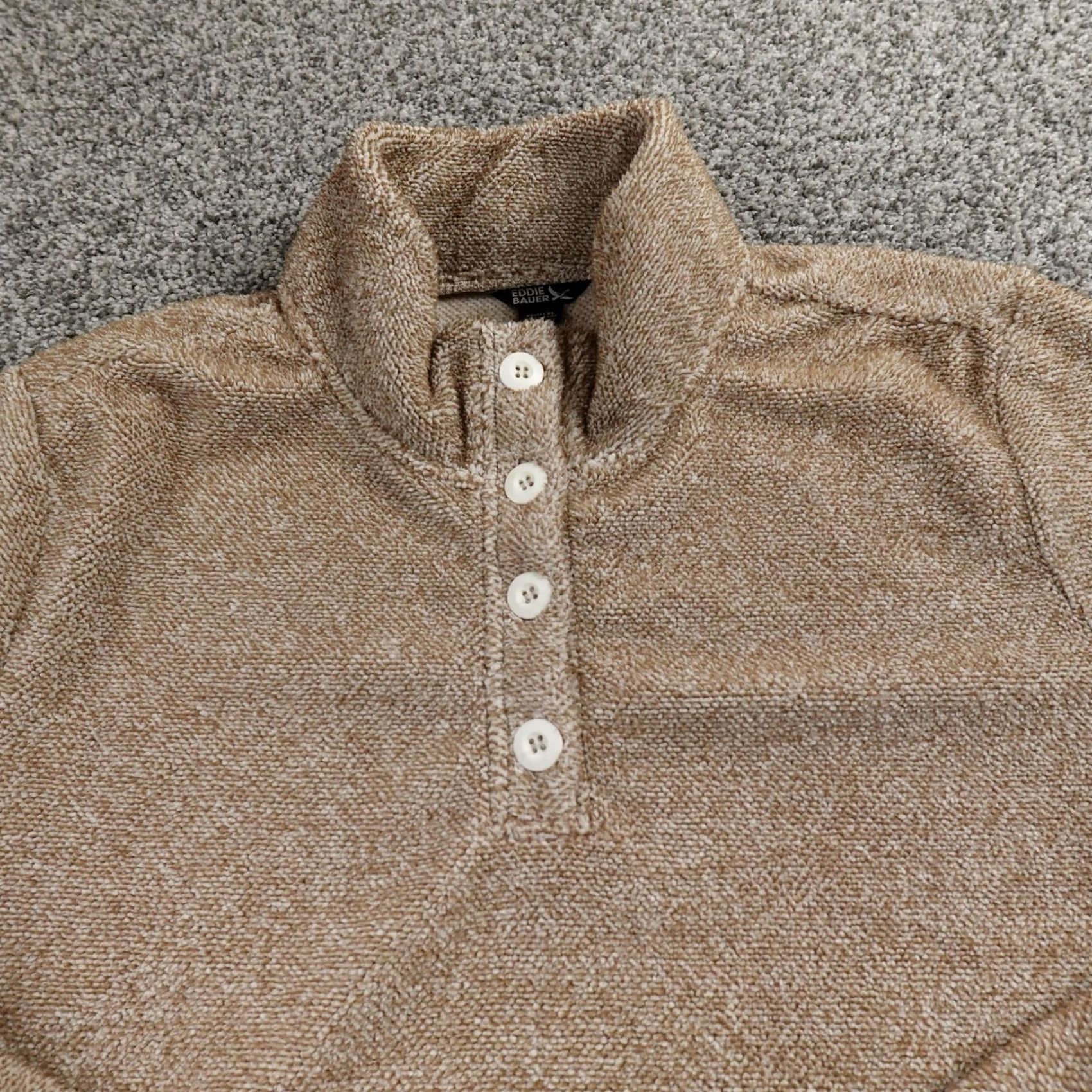 Eddie Bauer Eddie Bauer Sweater Womens XL Beige Tan Fleece Henley Mock Neck Raglan Sleeve Cozy Warm Pullover Size XL / US 12-14 / IT 48-50 - 3 Thumbnail