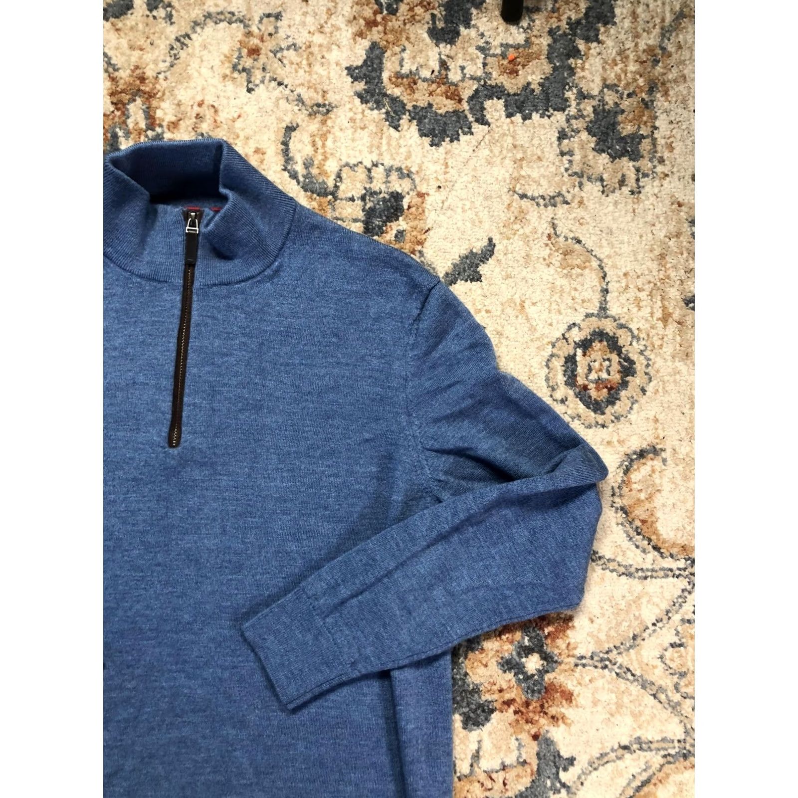 UNTUCKit UNTUCKit Mens Sweater Blue Merino Wool 1/4 Zip Mock Neck Knit Pullover Medium Size US M / EU 48-50 / 2 - 4 Thumbnail