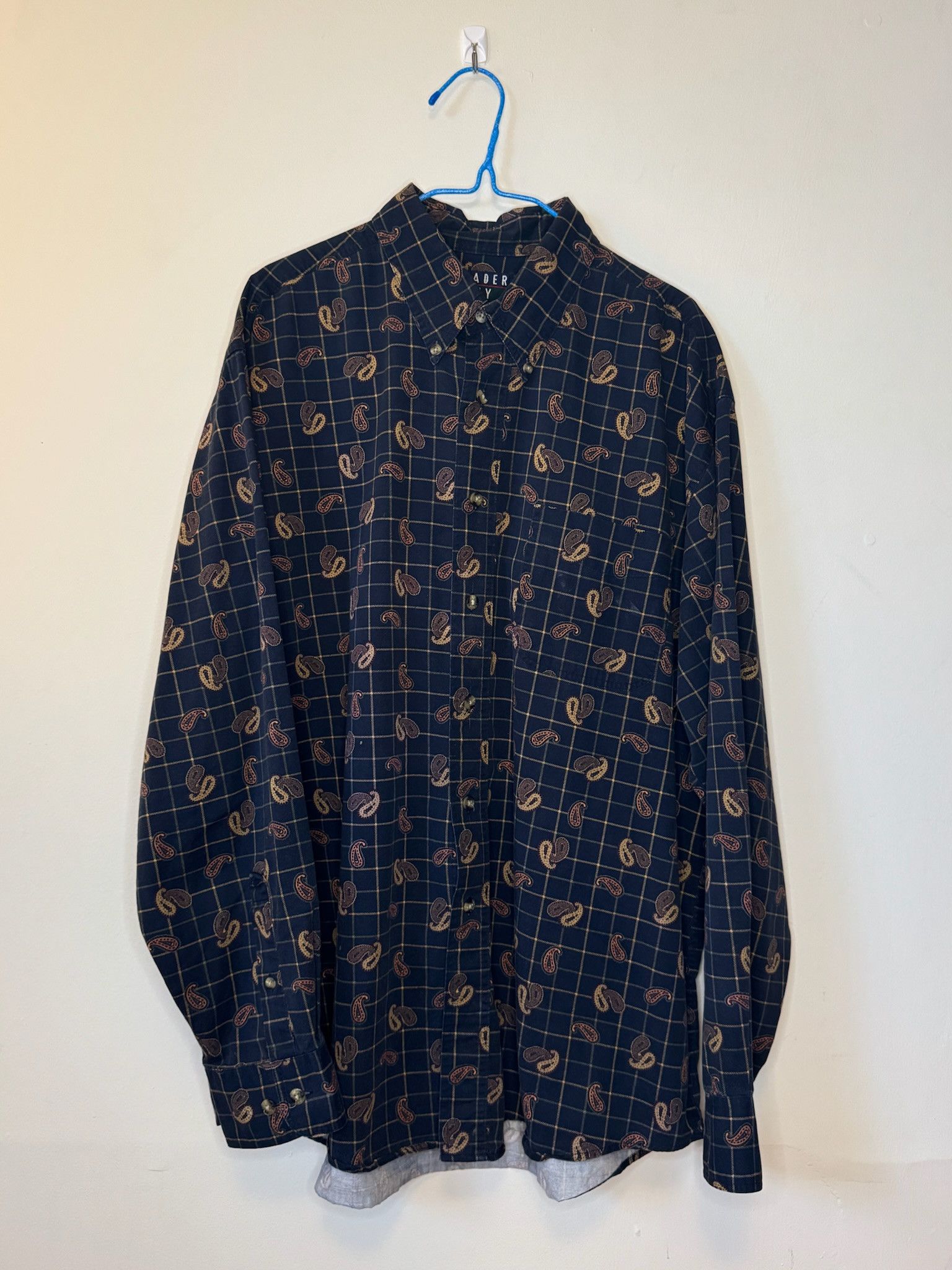 Trader Bay Vintage Trader Bay Paisley Grid LS Button Shirt (L) Size US L / EU 52-54 / 3 - 1 Thumbnail