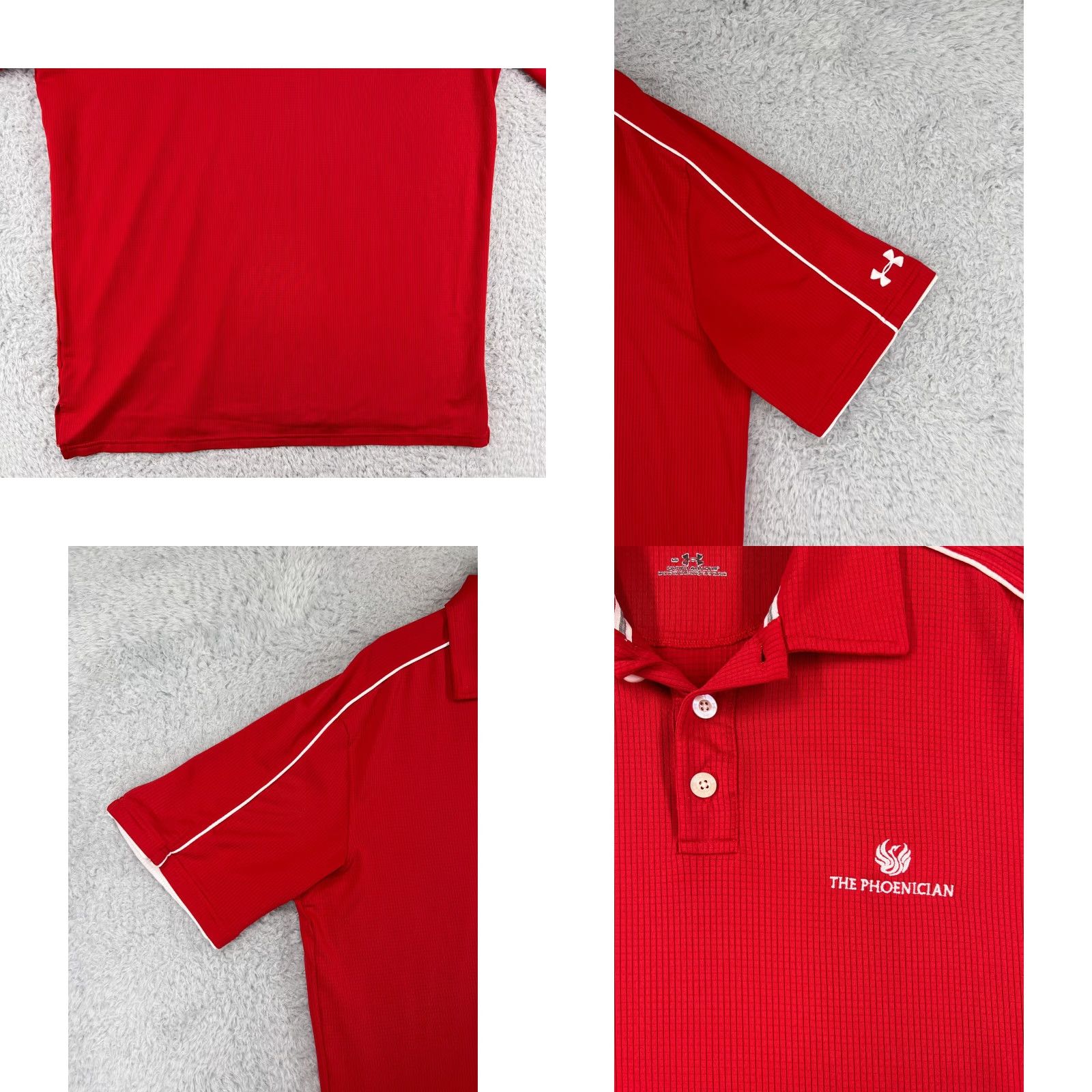 Under Armour Under Armour Polo Shirt Mens Large Red Striped Polyester Performance Golf Golfer Shirt Size US L / EU 52-54 / 3 - 8 Thumbnail