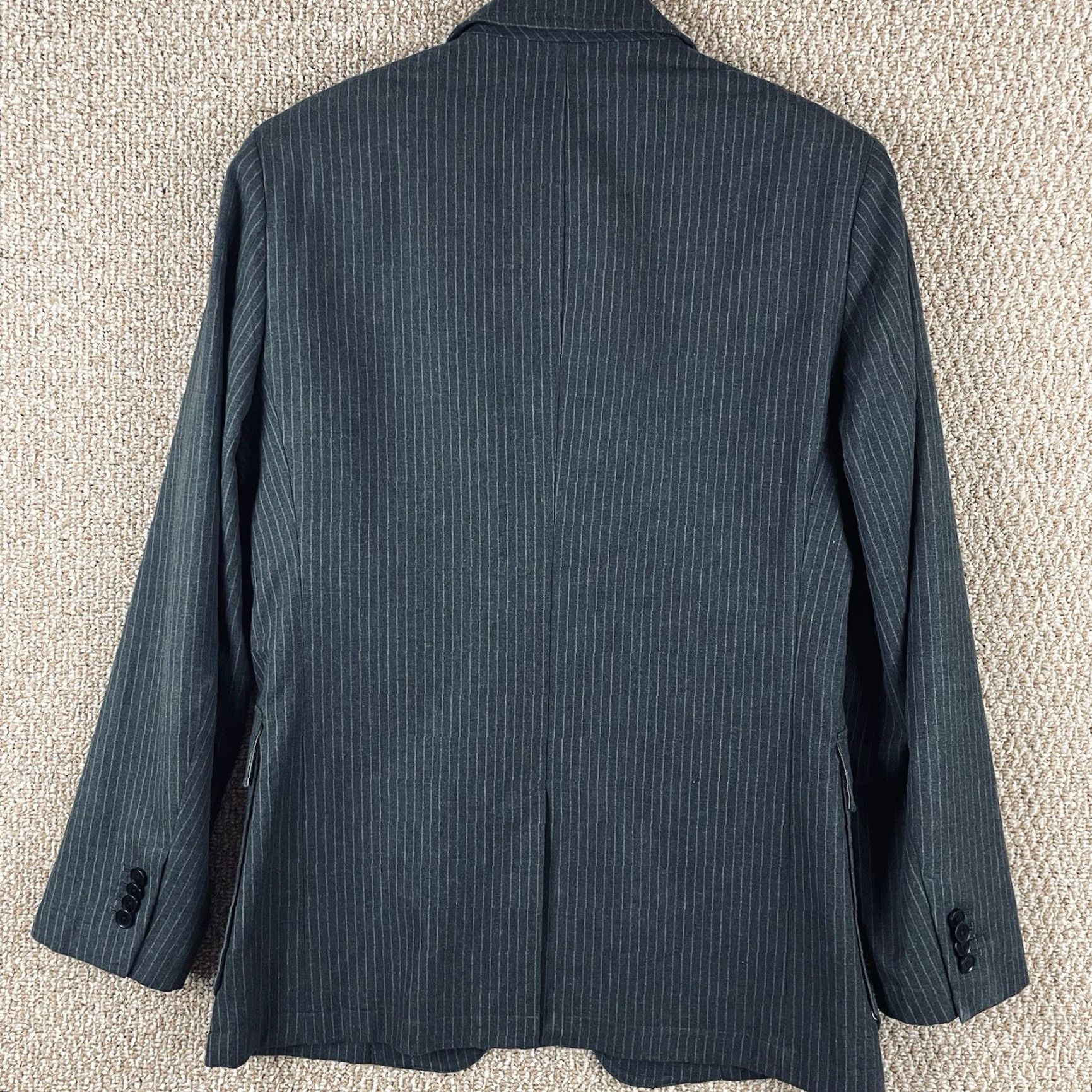 Banana Republic Banana Republic Blazer Jacket Mens 38R Modern Fit Cotton Gray Striped Sport Coat 2 Button Notch Lapel Regular Single-Breasted Modern Mens Size 38R - 3 Thumbnail