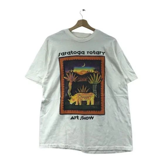 Vintage Vtg SARATOGA ROTARY ART Show Hippo Safari Tee Shirt Cartoon Size US L / EU 52-54 / 3 - 1 Thumbnail