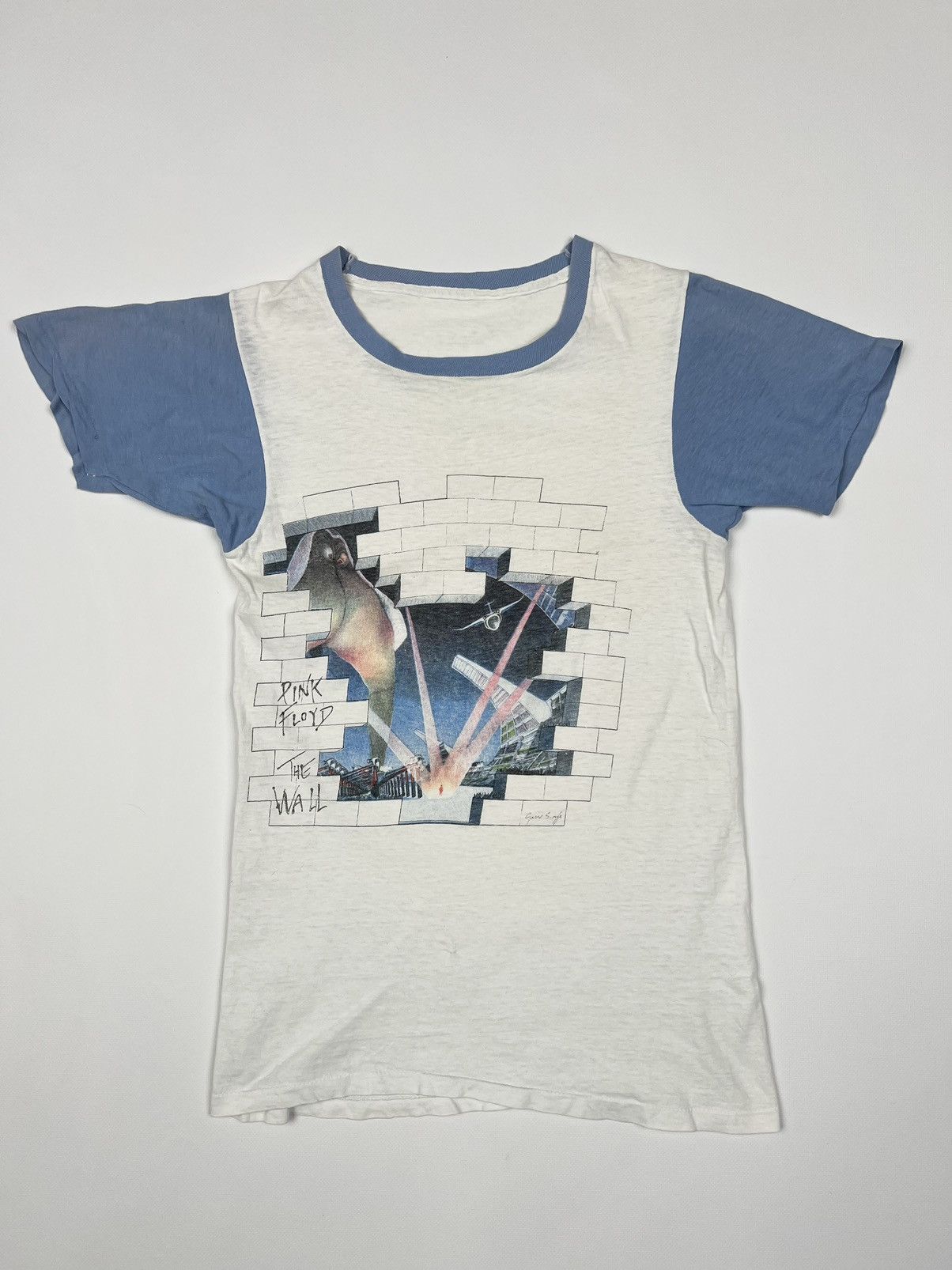 image of Band Tees x Pink Floyd 80's Pink Floyd The Wall Vintage Tee in White, Men's (Size XS)