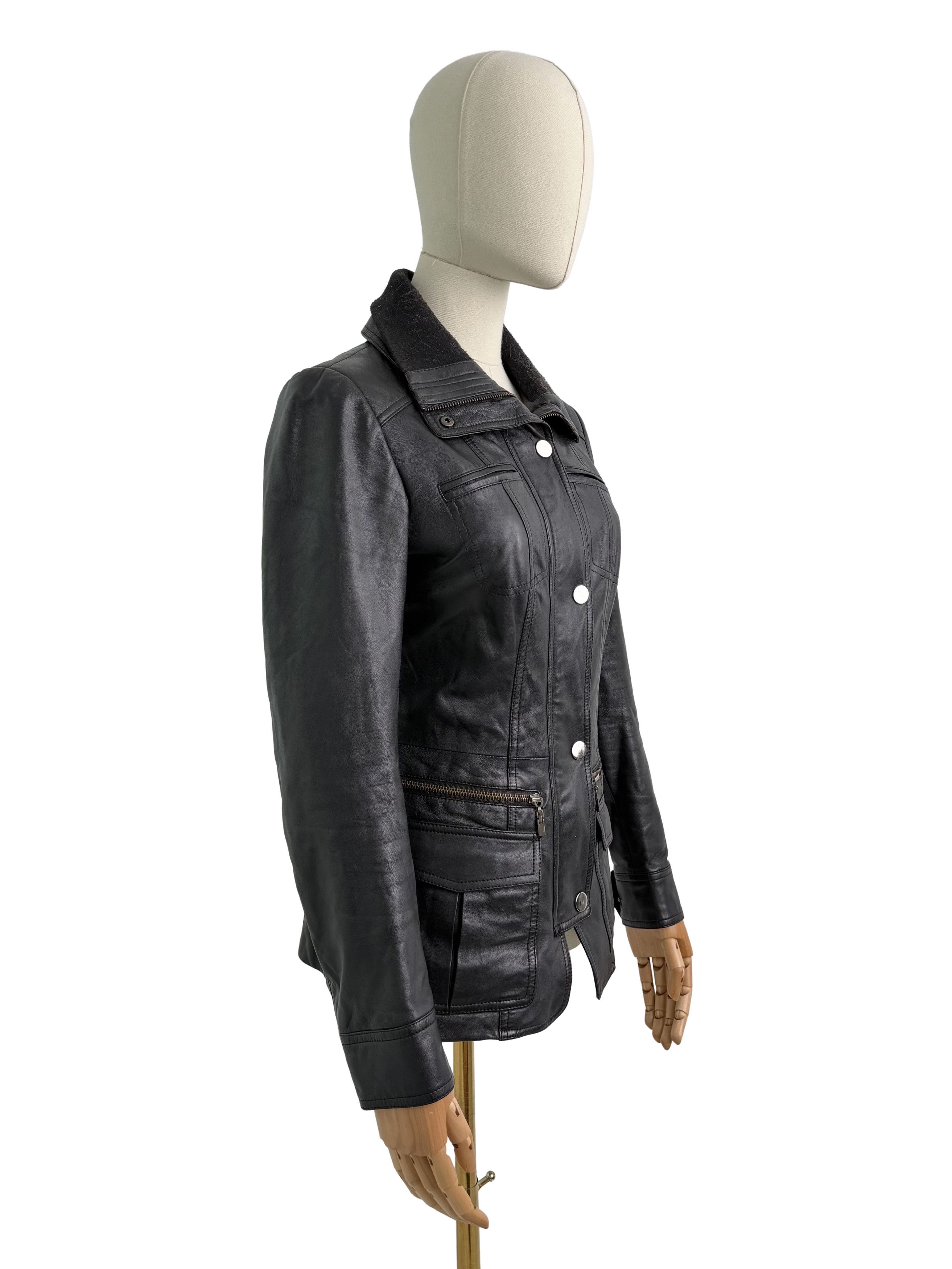 Vintage Vintage Leather Jacket Zip Snap Front Fitted Moto Biker Coat Size M / US 6-8 / IT 42-44 - 2 Thumbnail