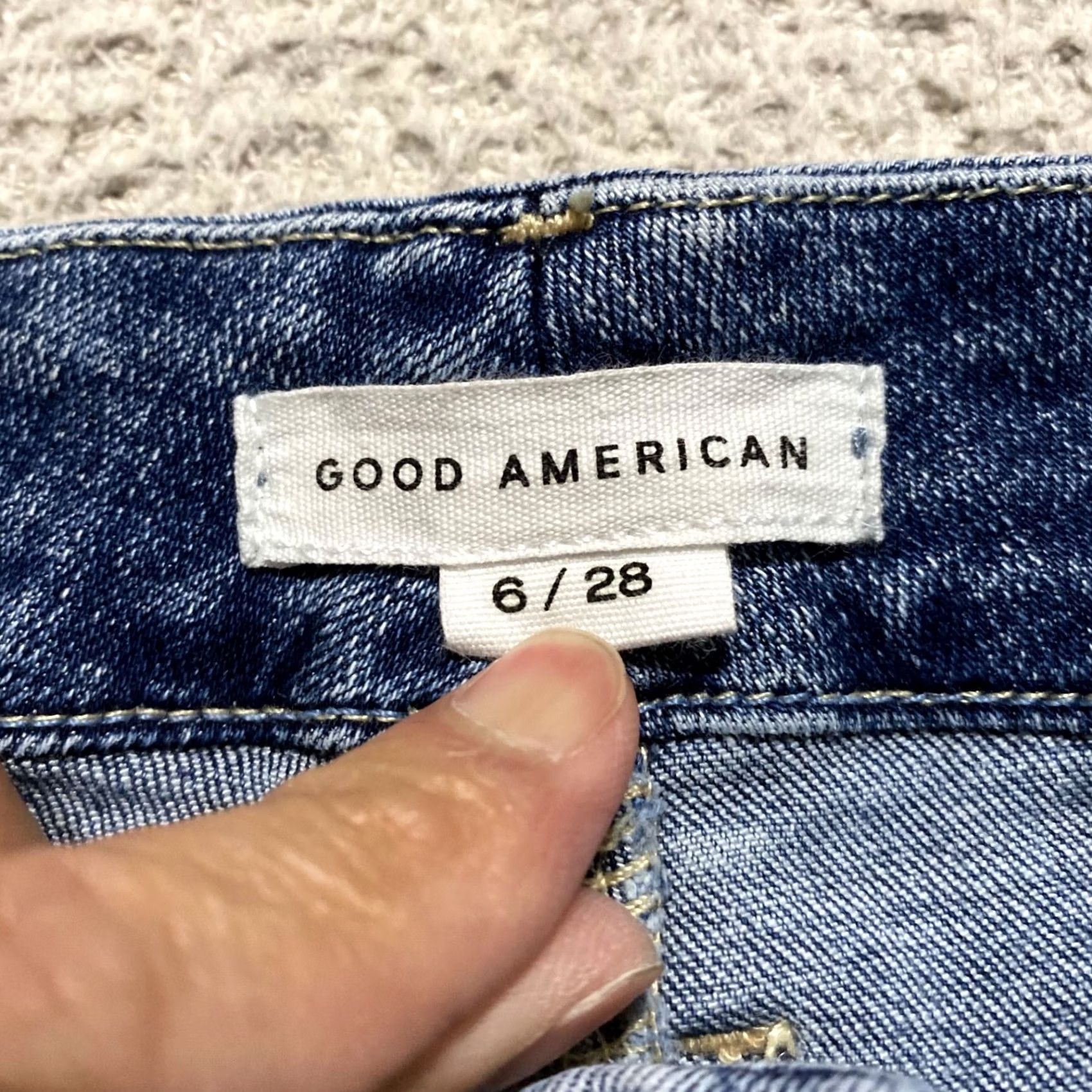 Good American Good American Jeans Womens 6 Blue Denim Medium Wash Skinny High Rise Distressed Pocket Zipper Button 5-Pocket Size 28" / US 6 / IT 42 - 3 Thumbnail