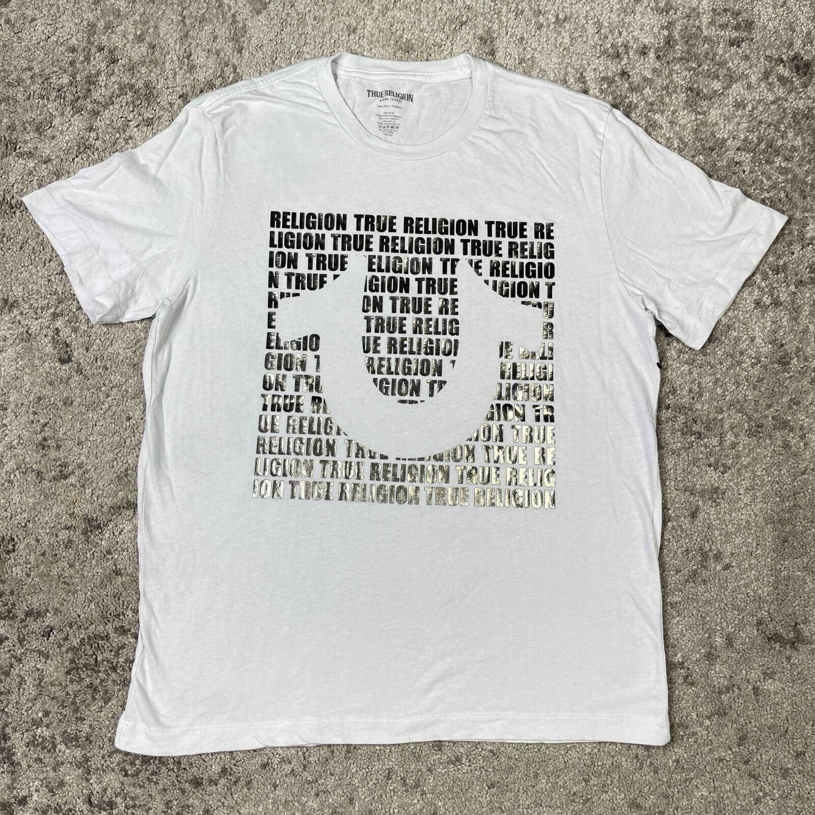 True Religion true religion metallic silver logo white tee t shirt Large L Size US L / EU 52-54 / 3 - 1 Thumbnail