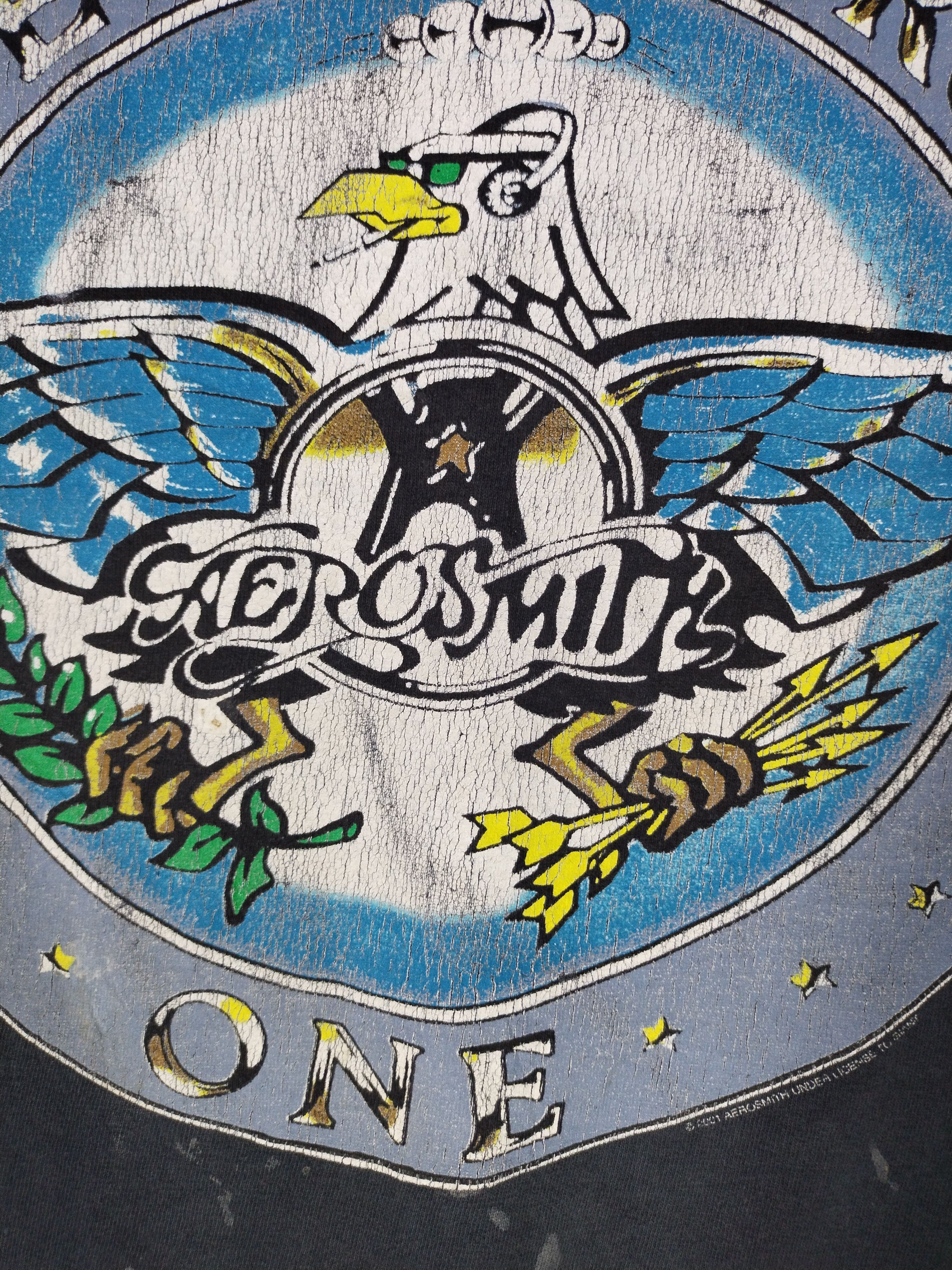 Aerosmith 00's Vintage Aerosmith Aero Force One Distressed Sun Faded Size US M / EU 48-50 / 2 - 4 Thumbnail