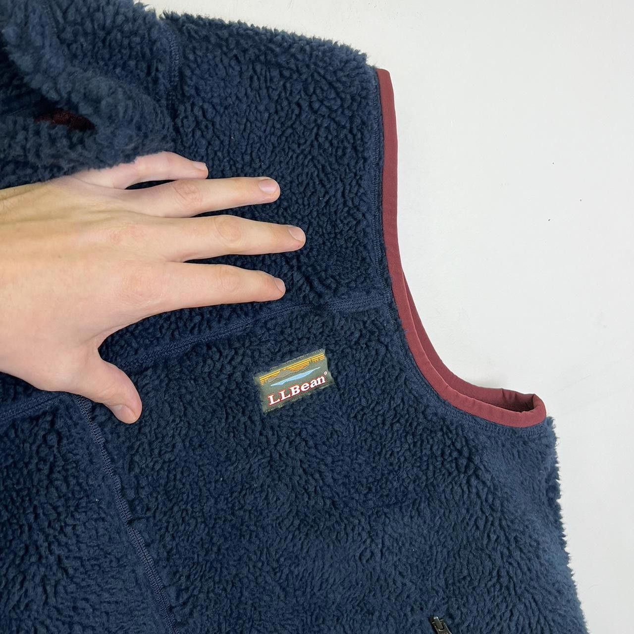 Designer LL Bean Soft Fleece Vest - Navy Red Trim Size US XL / EU 56 / 4 - 4 Thumbnail