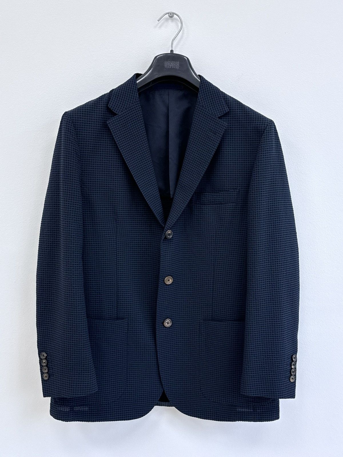 Eleventy Eleventy Navy Blue Textur Lightweight Blazer Jacket Size 44R - 3 Thumbnail