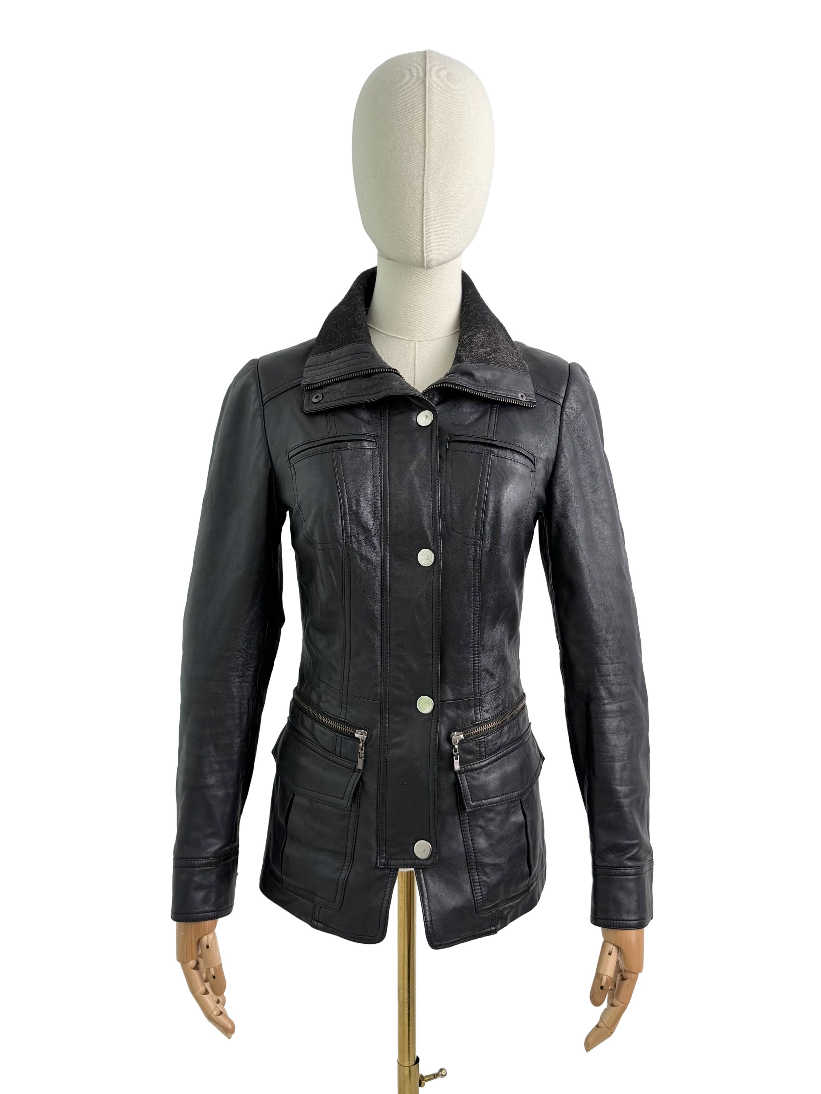 Vintage Vintage Leather Jacket Zip Snap Front Fitted Moto Biker Coat Size M / US 6-8 / IT 42-44 - 1 Thumbnail