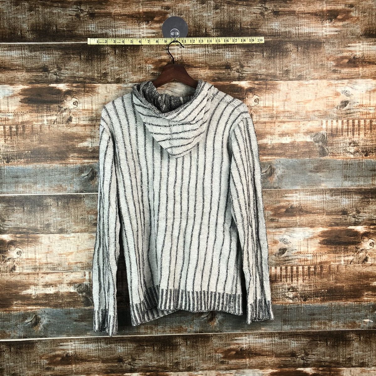 Homespun Knitwear DL Foravi White stripe sweater Hoodie Knitwear #C497 Size US M / EU 48-50 / 2 - 12 Thumbnail