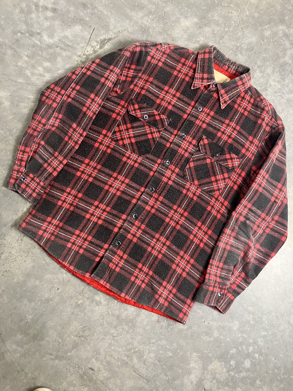 70s fashion Sports Afield Quilted Buffalo Plaid Flannel Overshirt