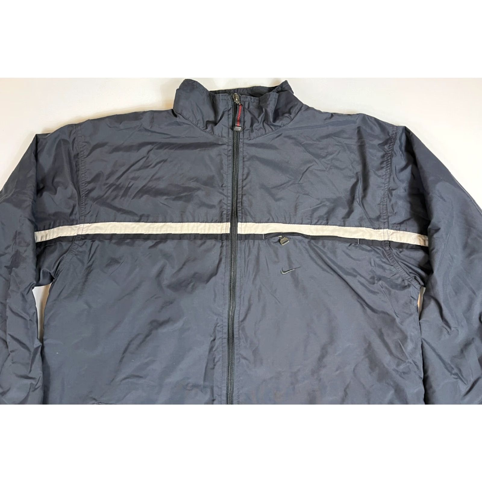 Nike VINTAGE Nike Men's Full Zip Windbreaker Jacket Lined Pockets Gray Size L Size US L / EU 52-54 / 3 - 7 Thumbnail