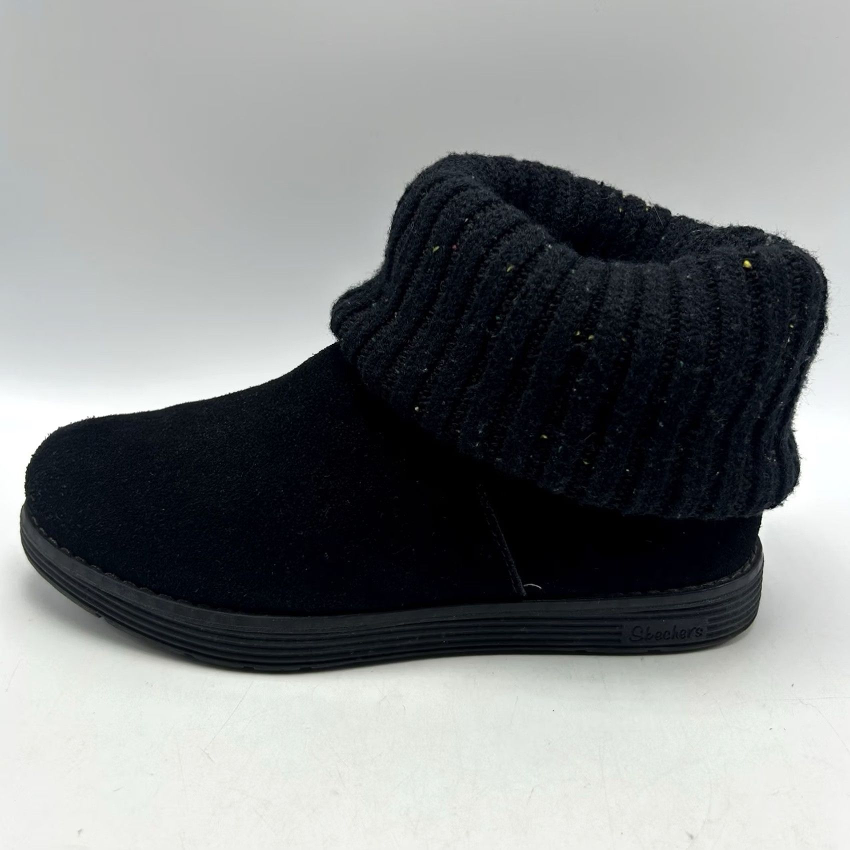 SKECHERS SKECHERS Boots Womens 7 Black Suede Sweater Ankle Pull On Cozy Casual Size M / US 6-8 / IT 42-44 - 7 Thumbnail