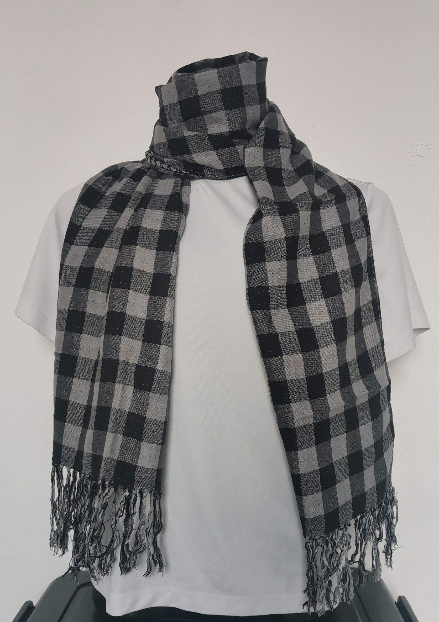 Vintage Vintage PPFM Oversized Checkered Scarf – Black Size ONE SIZE - 1 Thumbnail