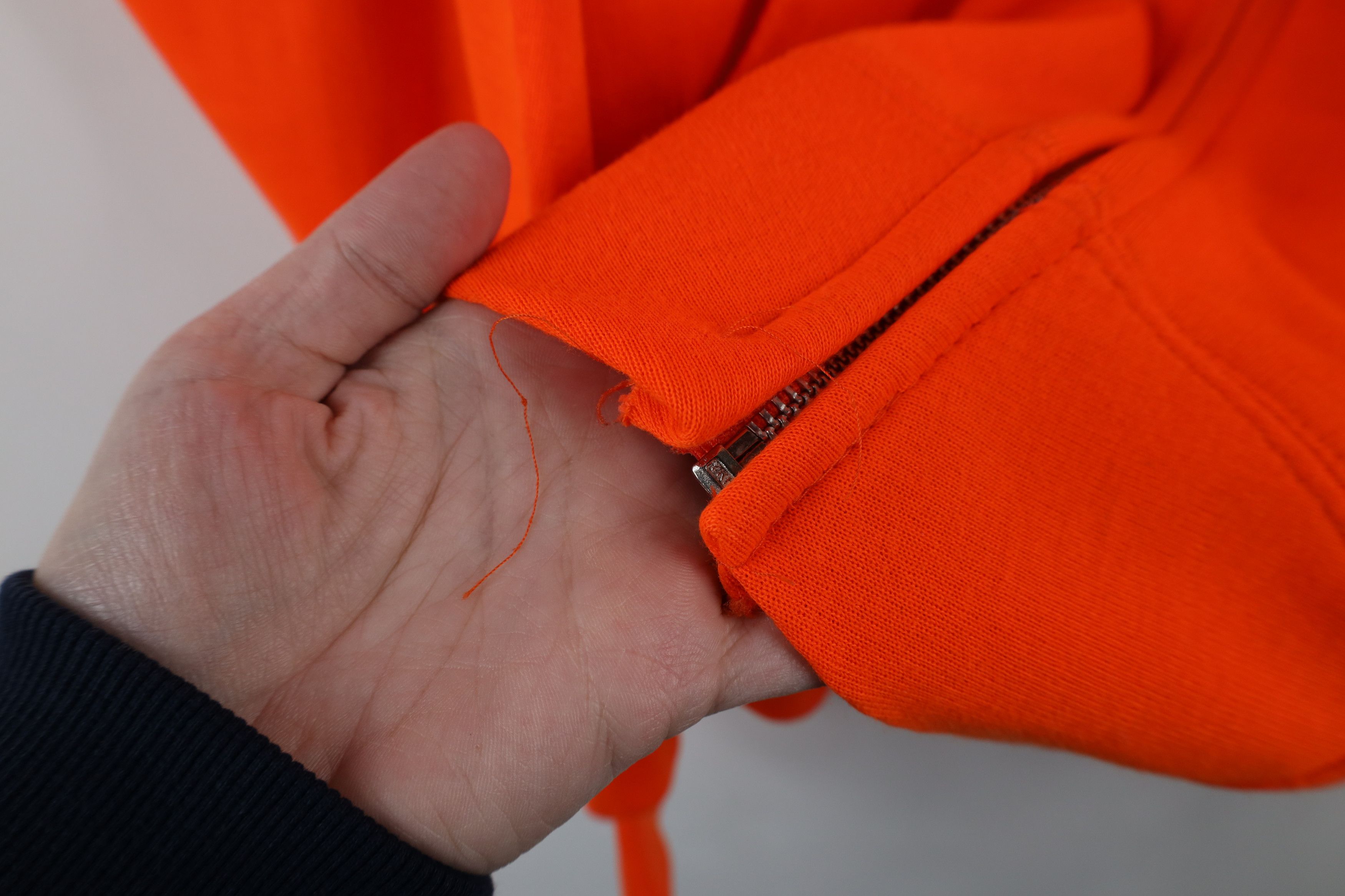 Vintage Vintage 70s 80s Streetwear Blank Zip Hoodie Blaze Orange USA Size US L / EU 52-54 / 3 - 6 Thumbnail