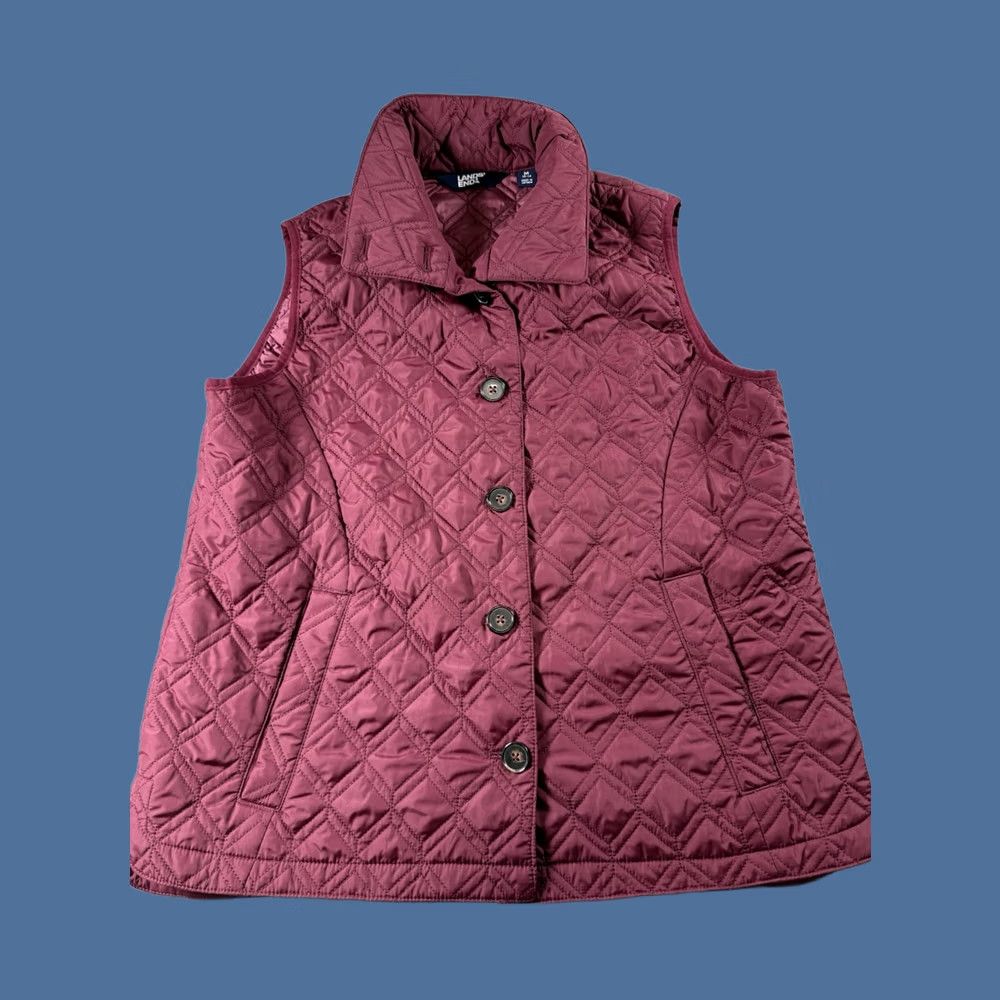 Lands' End Lands End Women’s M Burgandy Quilted Vest Workwear Mom Grandma Core Basic Red Lightweight Pockets Size M / US 6-8 / IT 42-44 - 1 Thumbnail