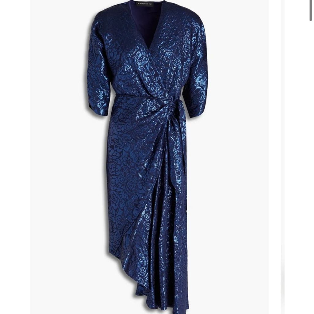 Etro ETRO 2480$ NWT Metallic Cloqué Floral Dress Royal blue IT 40 Size S / US 4 / IT 40 - 2 Thumbnail