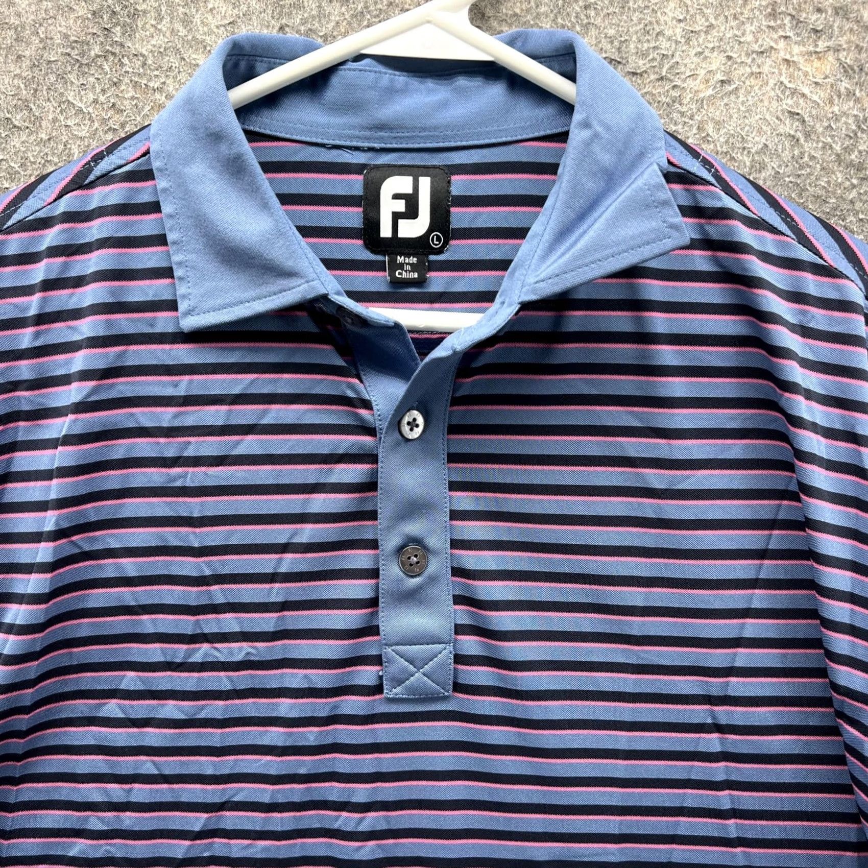 Footjoy FootJoy Polo Shirt Mens L Blue Stripe Golf Stretch Short Sleeve Polo Shirt Regular Size L Mens Blue Stripe Size US L / EU 52-54 / 3 - 7 Thumbnail