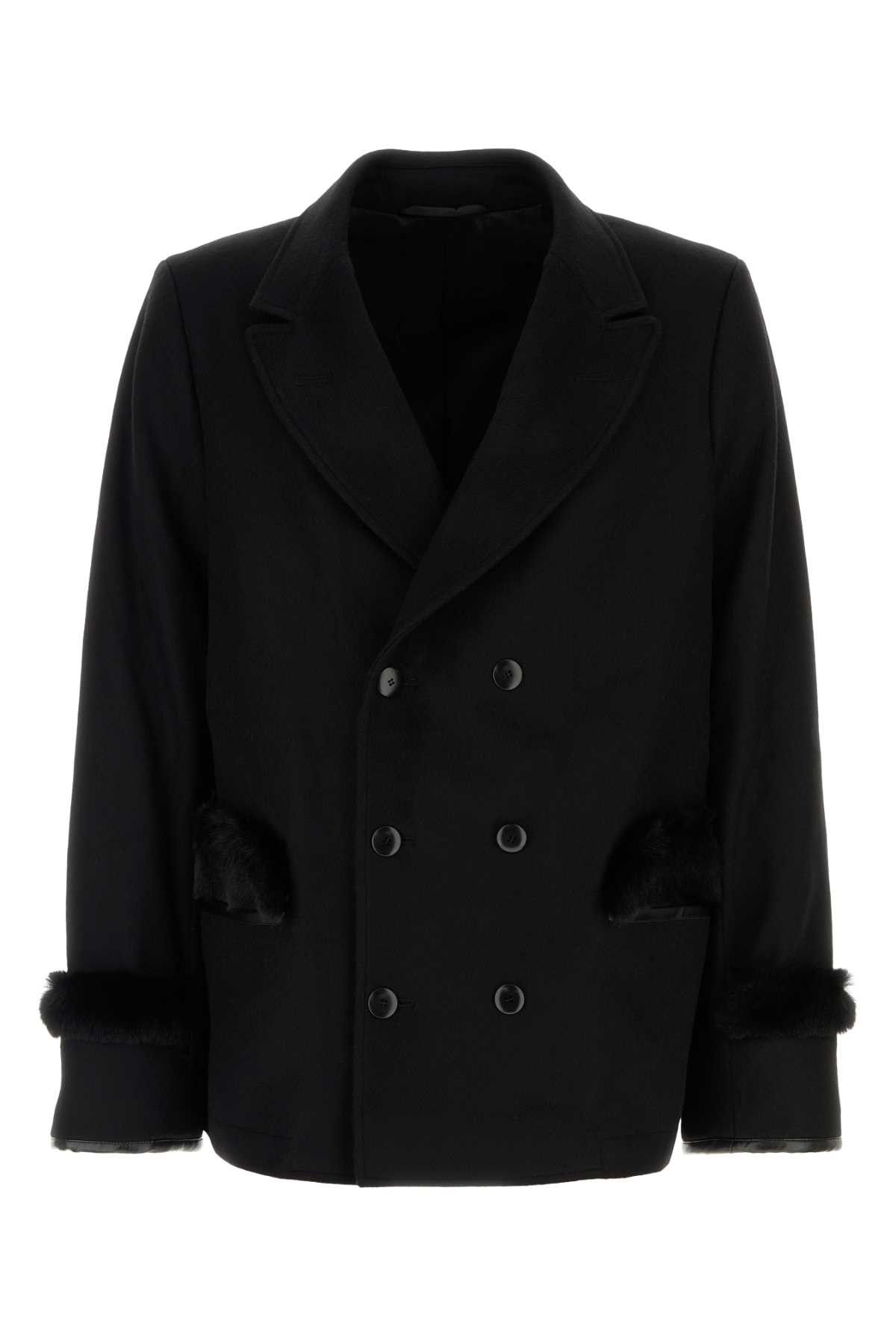 Random Identities Black Wool Blend Coat Size US XL / EU 56 / 4 - 1 Thumbnail