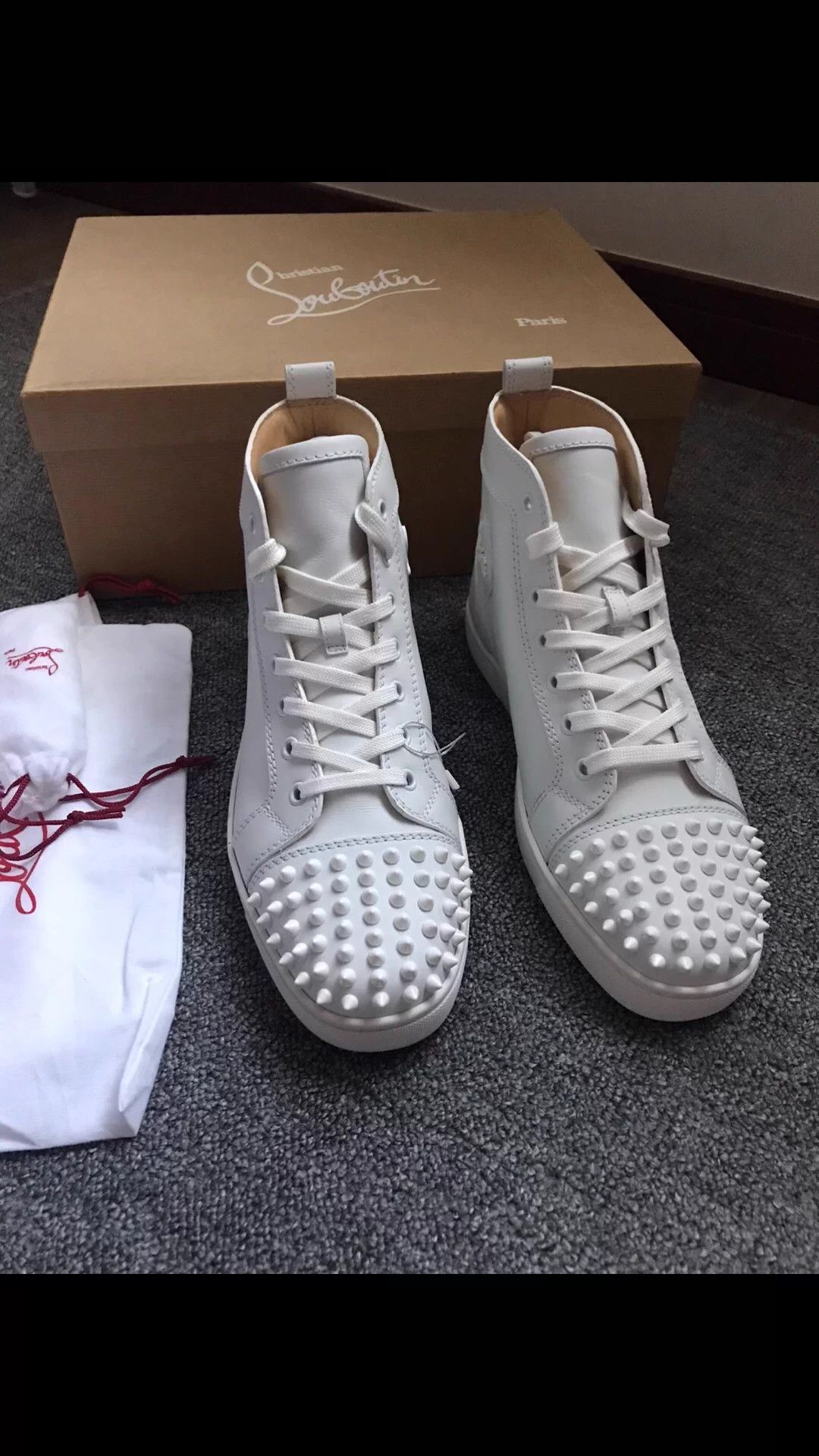 Christian Louboutin CL White Leather Side Disc Sneaker 40.5 EU Runs Large Size US 7.5 / EU 40-41 - 1 Thumbnail