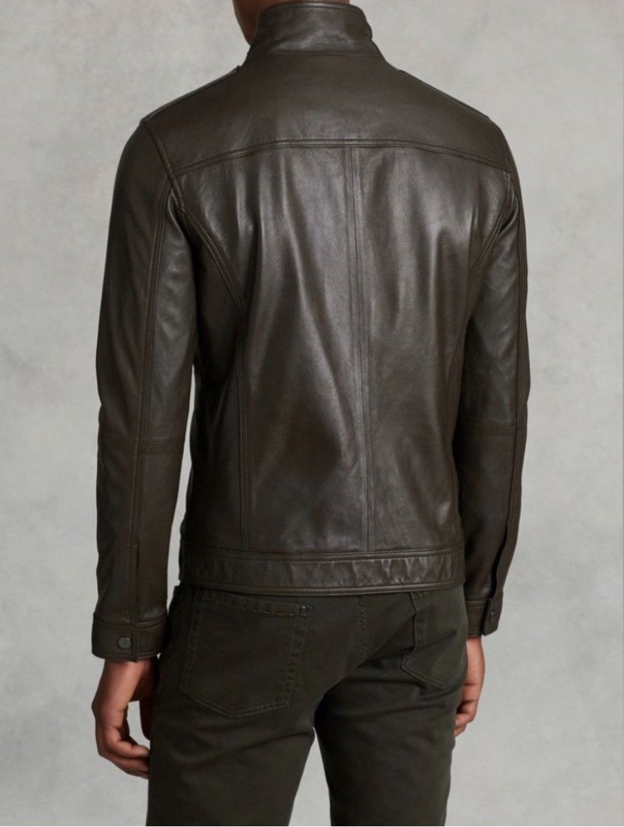 John Varvatos Snap Front Leather Jacket EU 50 USA 40 Size US M / EU 48-50 / 2 - 2 Thumbnail