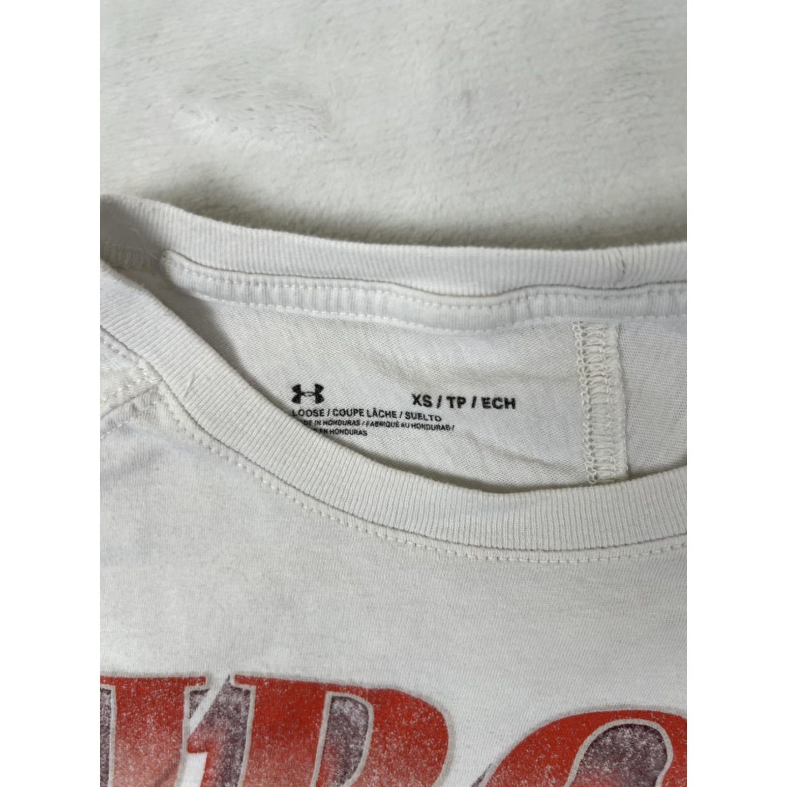 Under Armour Under Armour Shirt Womens XS White Iron Paradise Project Rock Raglan Short Sleeve Crew Neck Athletic T-Shirt Size XS / US 0-2 / IT 36-38 - 5 Thumbnail
