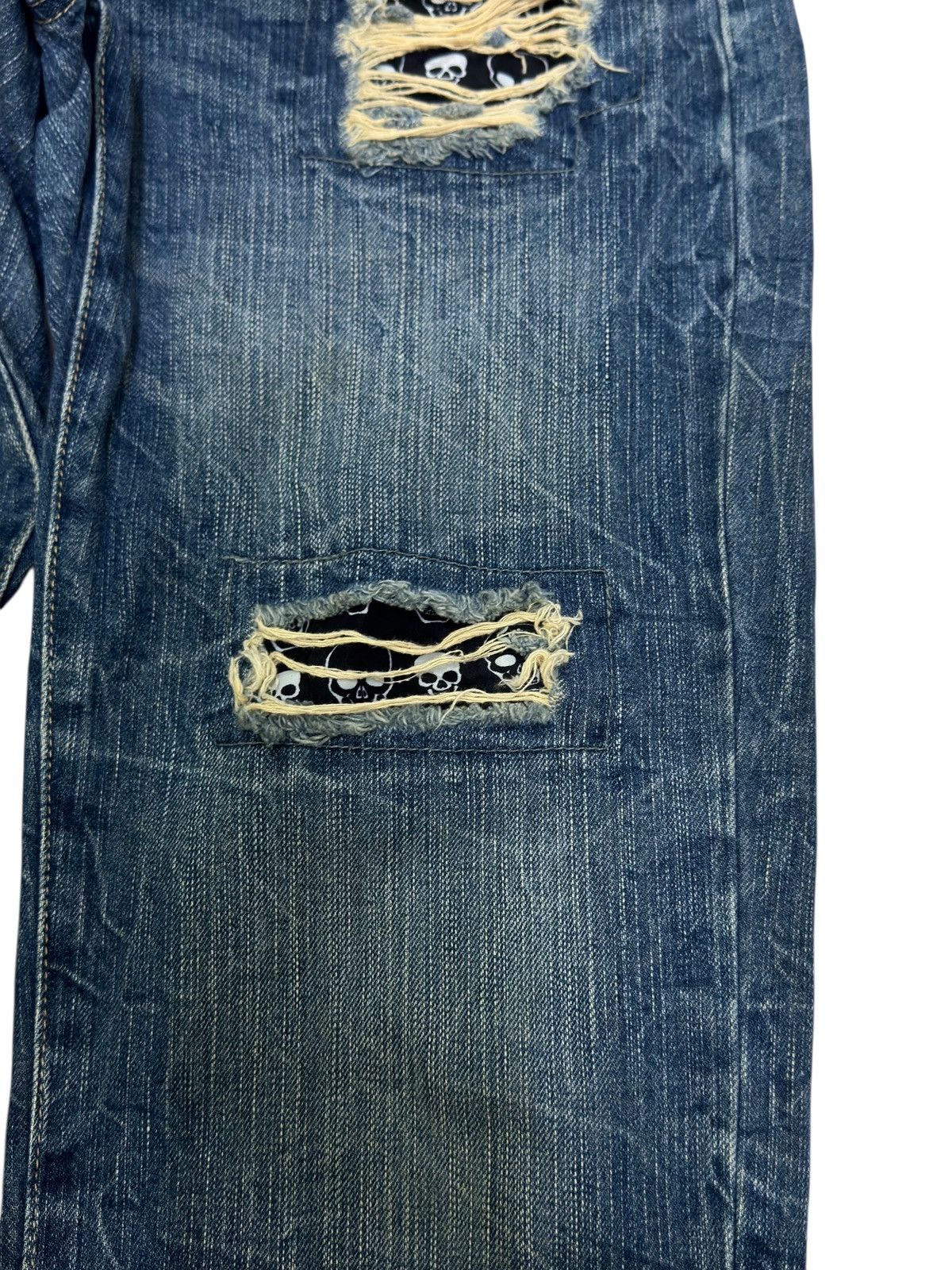 Hysteric Glamour Distressed Denim Back Buckle Heavy Ripped Blue Jeans Size US 31 - 7 Thumbnail