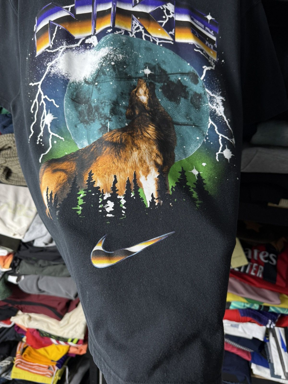 Nike Nike Vintage Style Wolf Moon Graphic Tee Washed Y2K Shirt M Size US M / EU 48-50 / 2 - 6 Thumbnail
