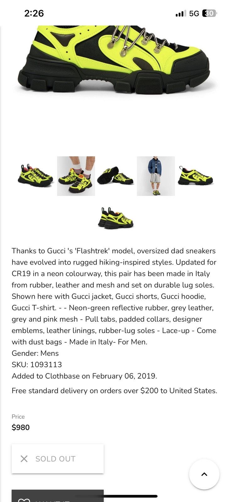 Gucci Gucci Flashtrek Low Sneakers Neon Yellow Green Size US 6.5 / EU 39-40 - 2 Thumbnail