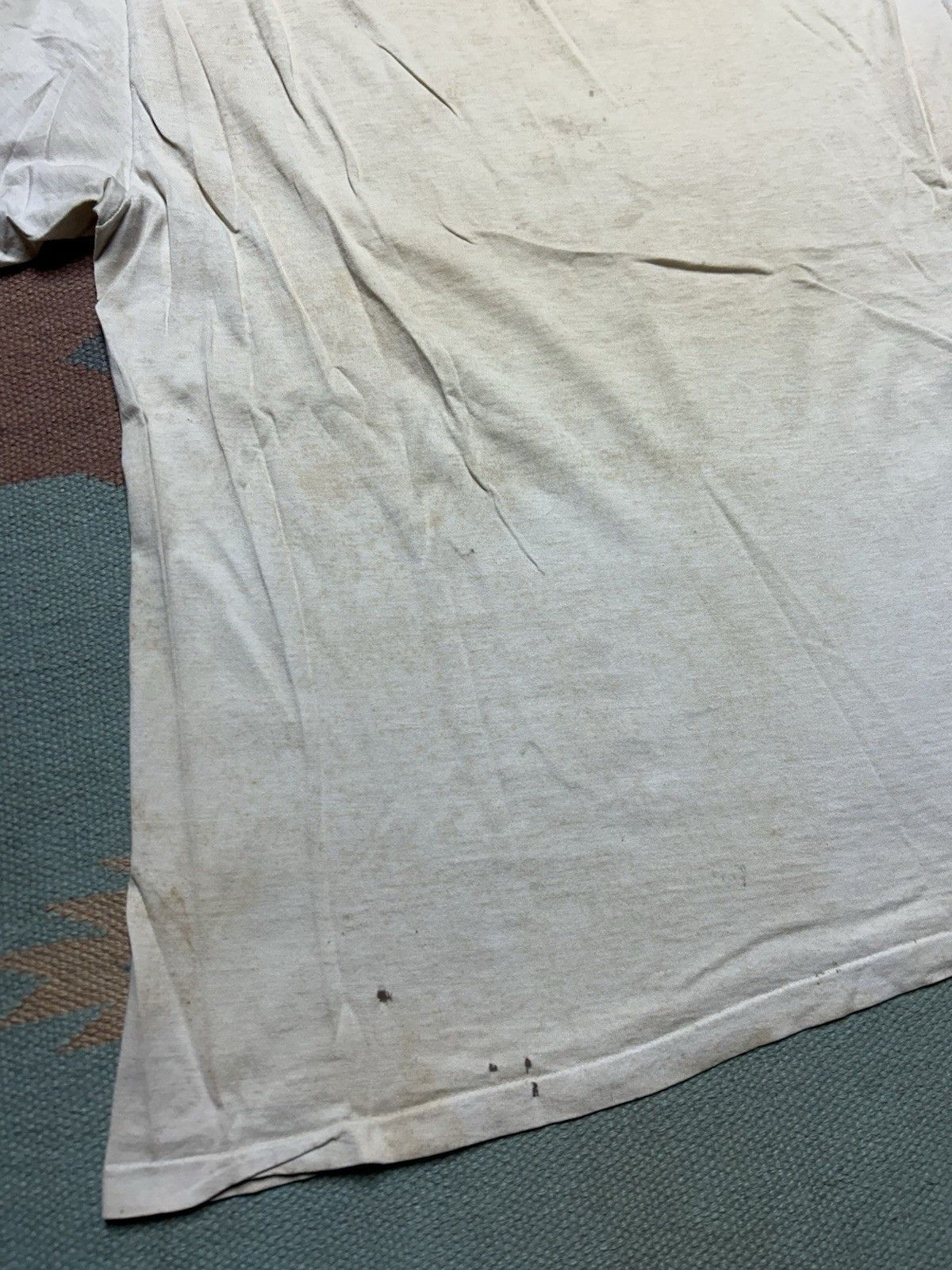Vintage Vtg 80s blank white t shirt v neck worn soft cotton adult XL Size US XL / EU 56 / 4 - 9 Thumbnail