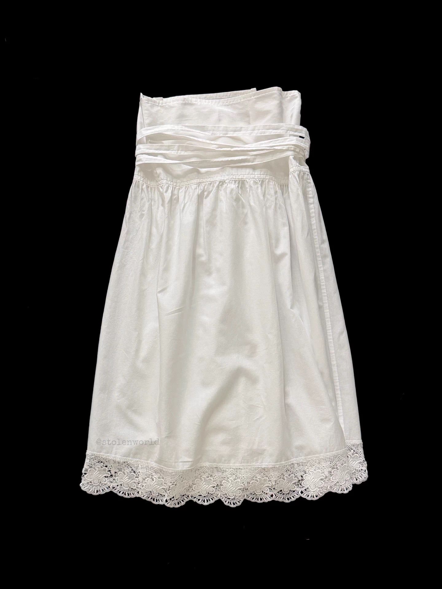 Comme des Garcons CDG White Cotton Lace Wrap Skirt M Size 29" - 4 Thumbnail