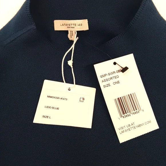 Lafayette 148 LAFAYETTE 148 Responsible Matte Crepe Mockneck Tunic-Lido Bl Size L / US 10 / IT 46 - 14 Thumbnail