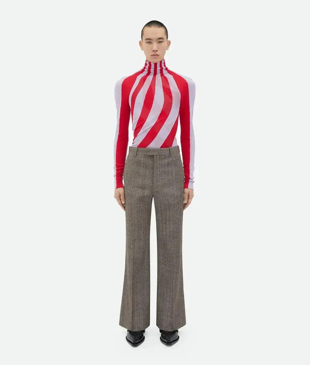 Bottega Veneta o1lf3ng11025 Light Cotton Twisted Stripe Turtleneck Sweater Size US L / EU 52-54 / 3 - 1 Thumbnail