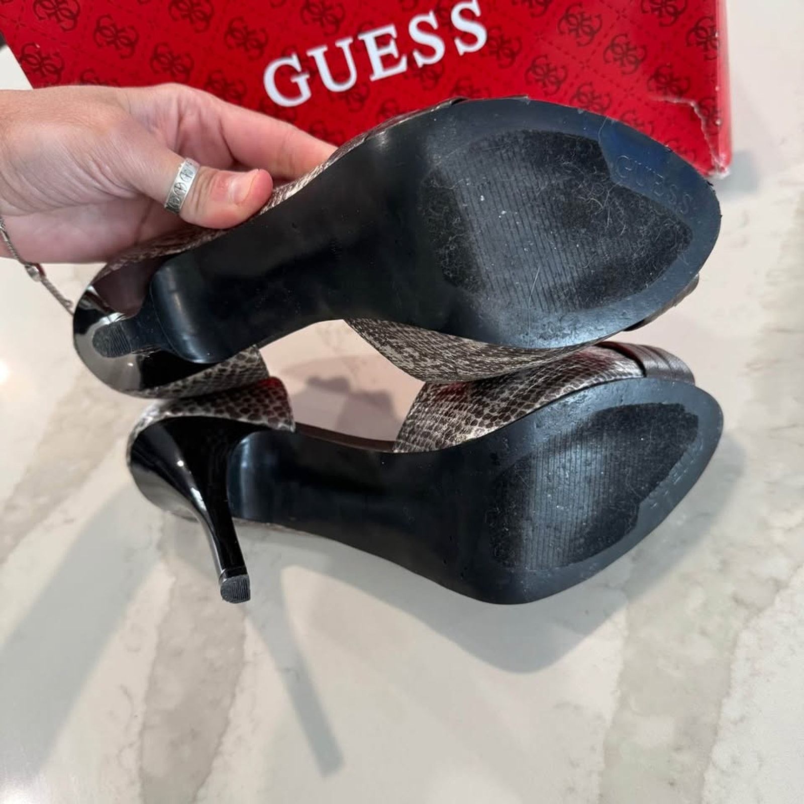 Guess Guess Platform Snakeskin Stiletto Heels Womens 8.5M Silver Size US 8.5 / IT 38.5 - 8 Thumbnail