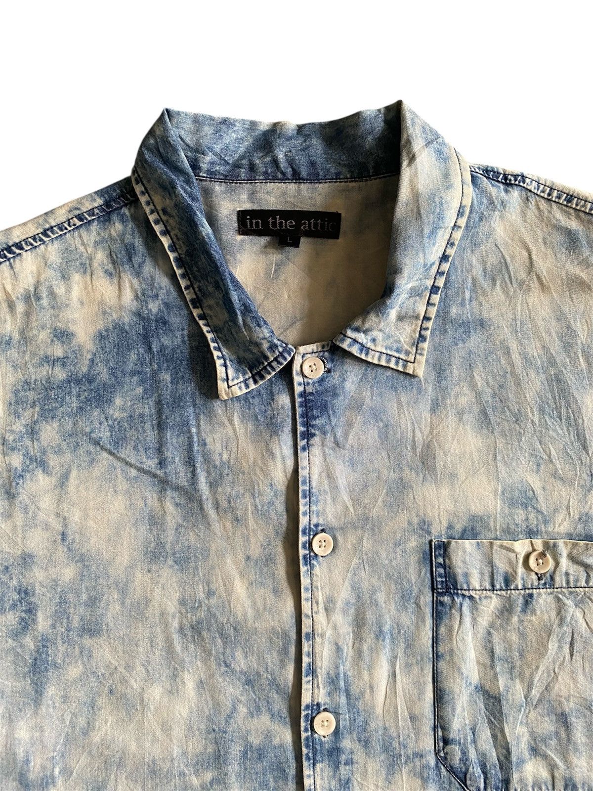 If Six Was Nine × In The Attic In The Attic Acid Wash Distressed Denim Shirt Size US L / EU 52-54 / 3 - 2 Thumbnail