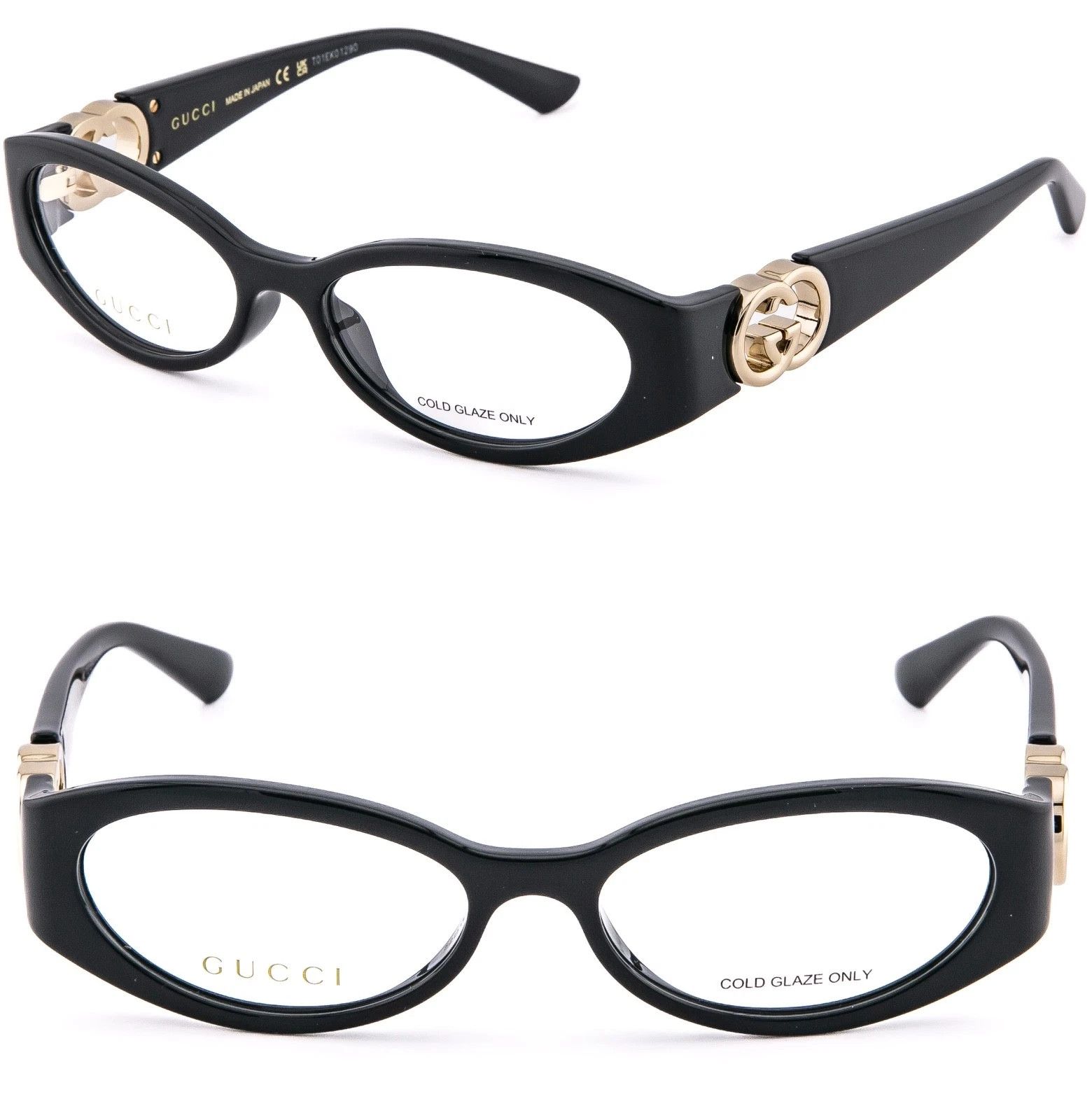 Gucci GUCCI GG1693O 1693 Black GG Logo Oval Unisex Eyeglasses 001 Size ONE SIZE - 1 Thumbnail