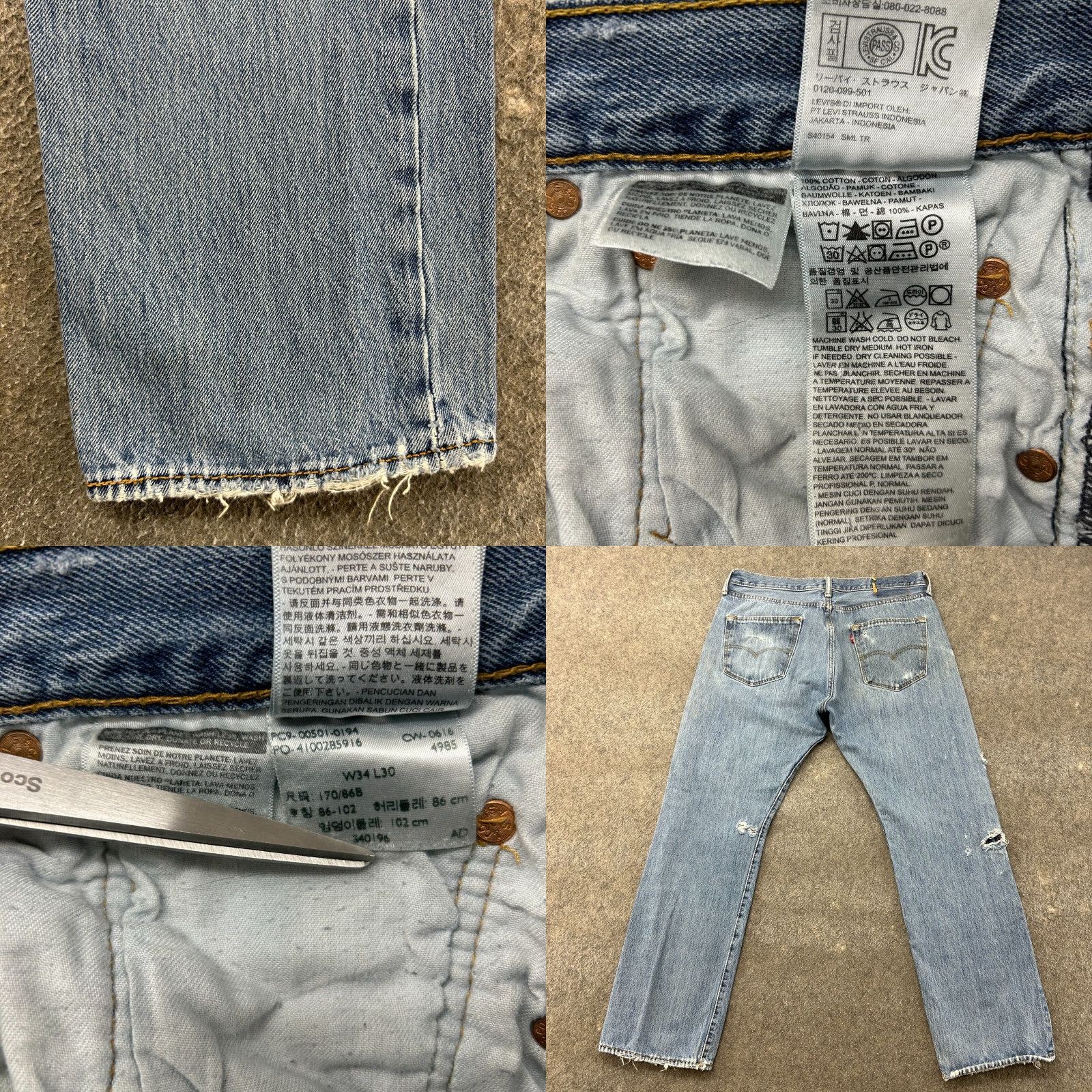 Levi's VINTAGE Levi's 501 Jeans Mens 34x29 Blue Straight Denim Distressed Regular 90s Cowboy USA Mens Size US 34 / EU 50 - 8 Thumbnail
