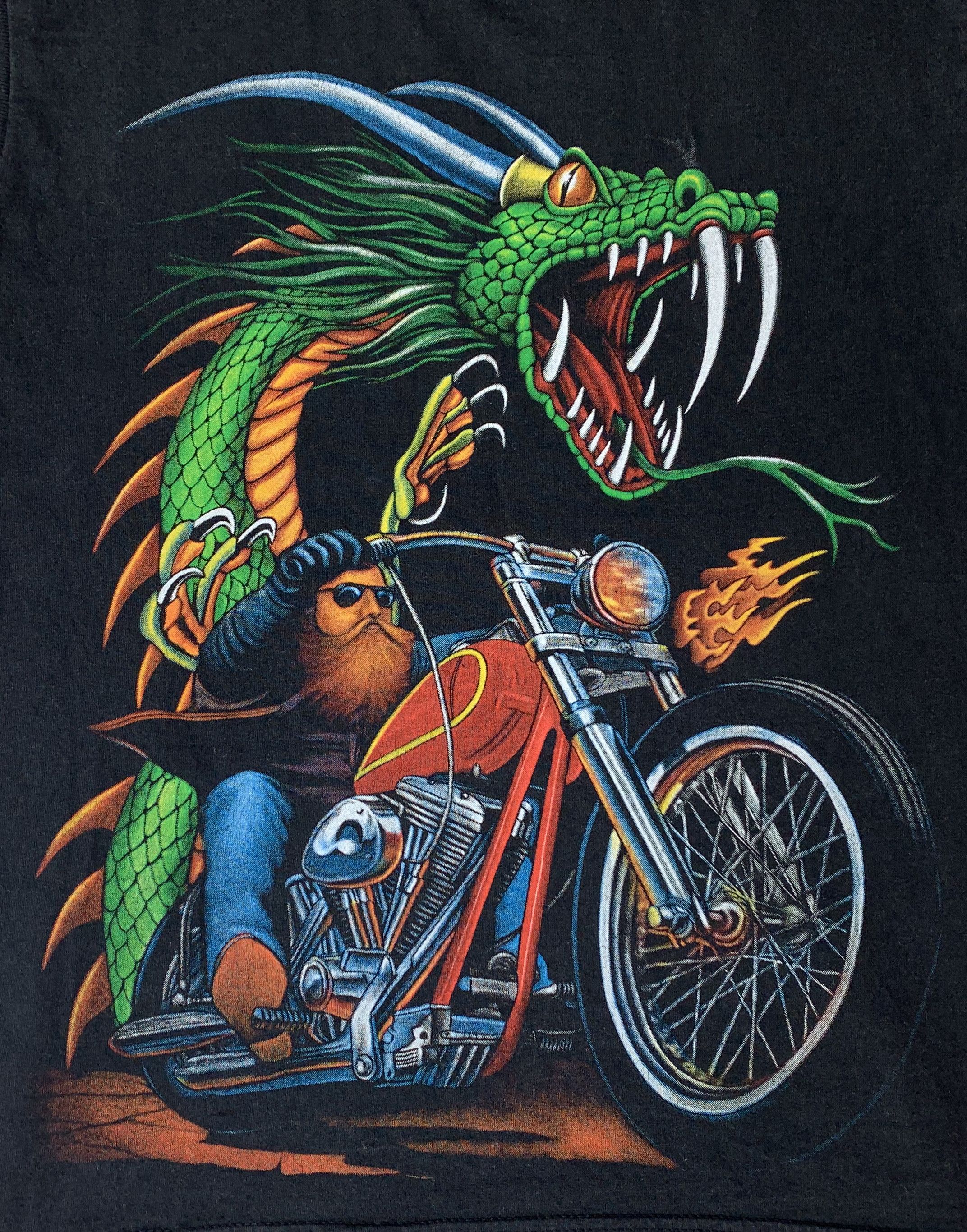 Vintage Vintage 90s Biker Dragon t shirt Y2K Retro Rock Cut off Size US S / EU 44-46 / 1 - 4 Thumbnail