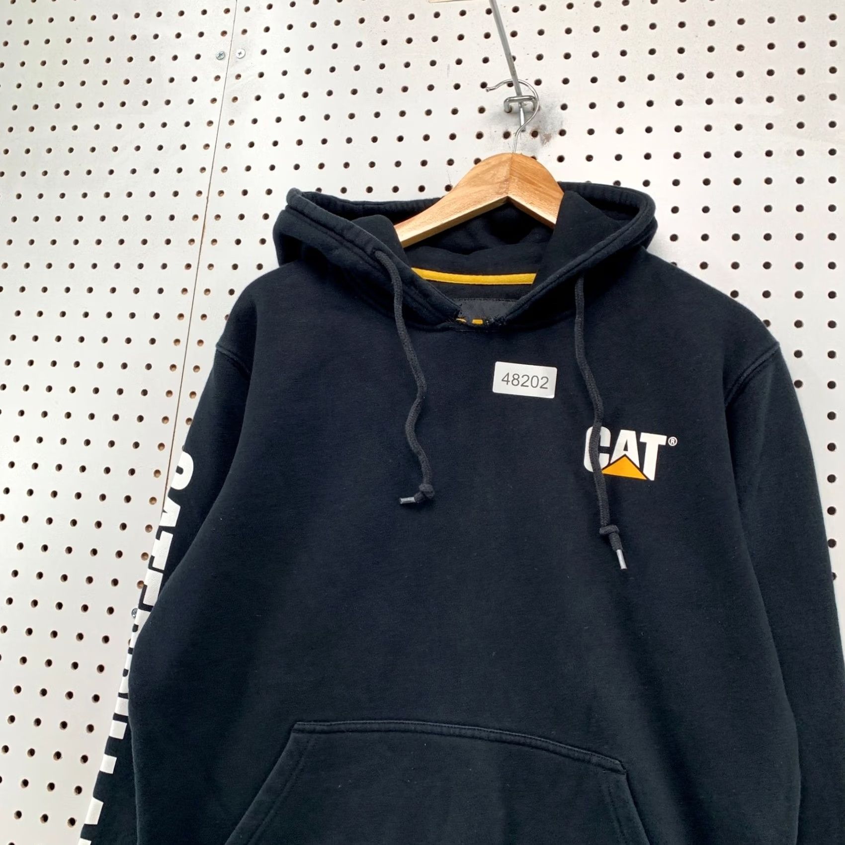 Vintage CAT Hoodie Mens M Black Fleece Pullover Hooded Sweatshirt Size US M / EU 48-50 / 2 - 6 Thumbnail